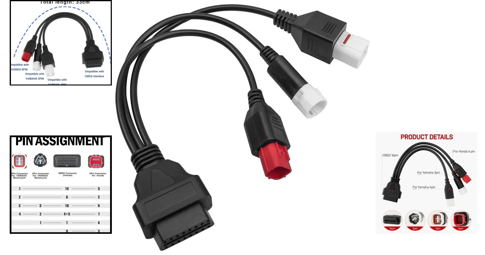 3 Pin 4 Pin 6 Pin OBD2 Adapter Cable for Yamaha Euro5 3Pin 4Pin 6Pin Motorcycle