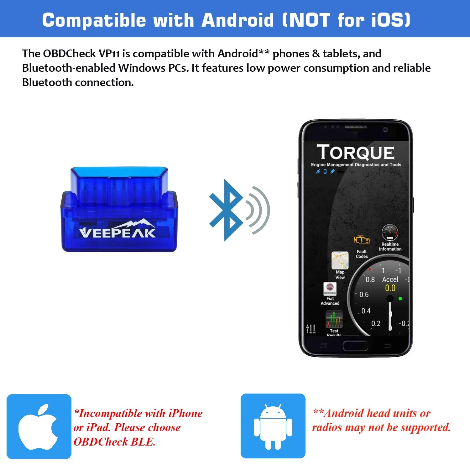 Mini Bluetooth Obd Ii Scanner For Android incompatible With Ios Car Wireless C