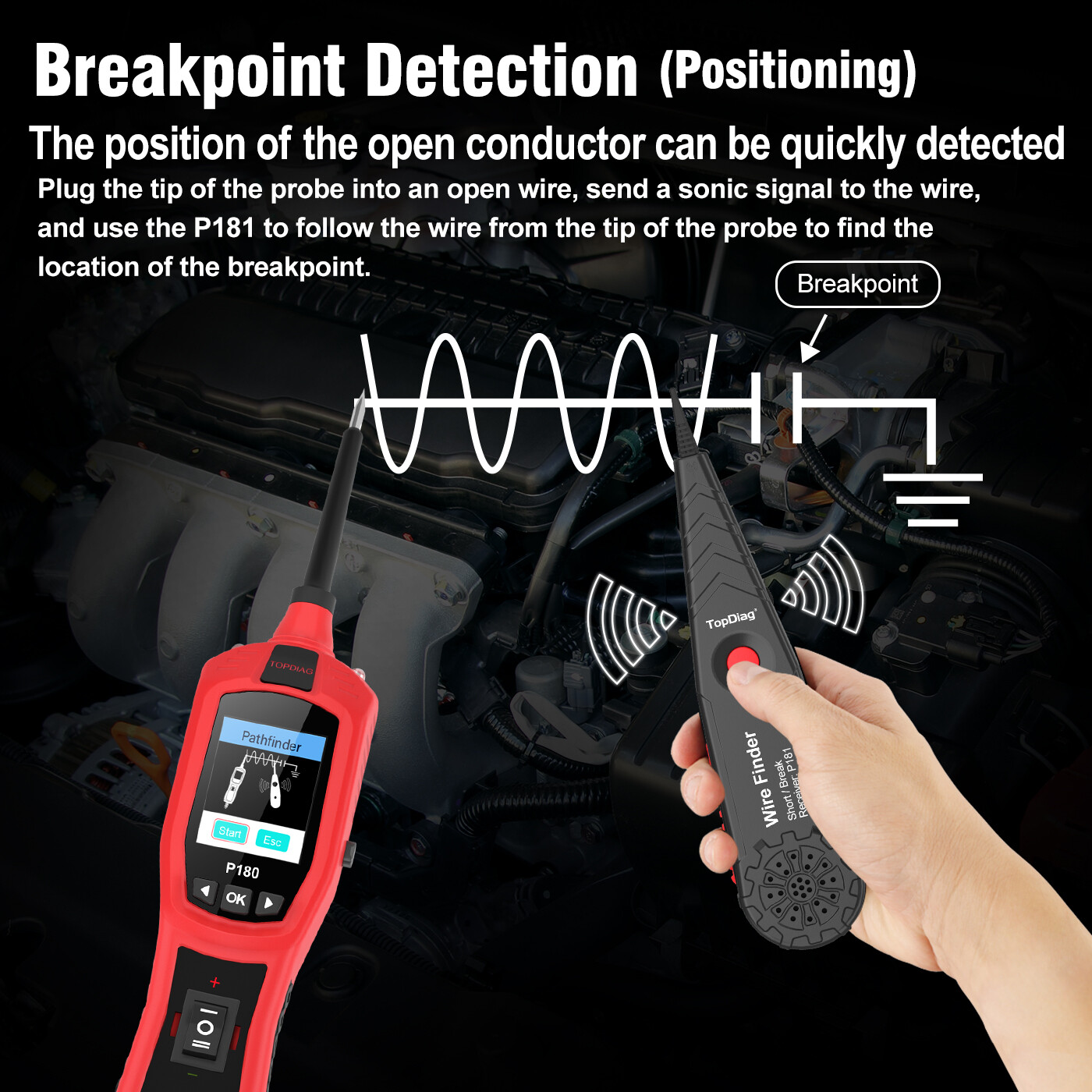 Topdiag P180 9-30V Car Circuit Tester Power Probe Circuit Breaker Finder Tool