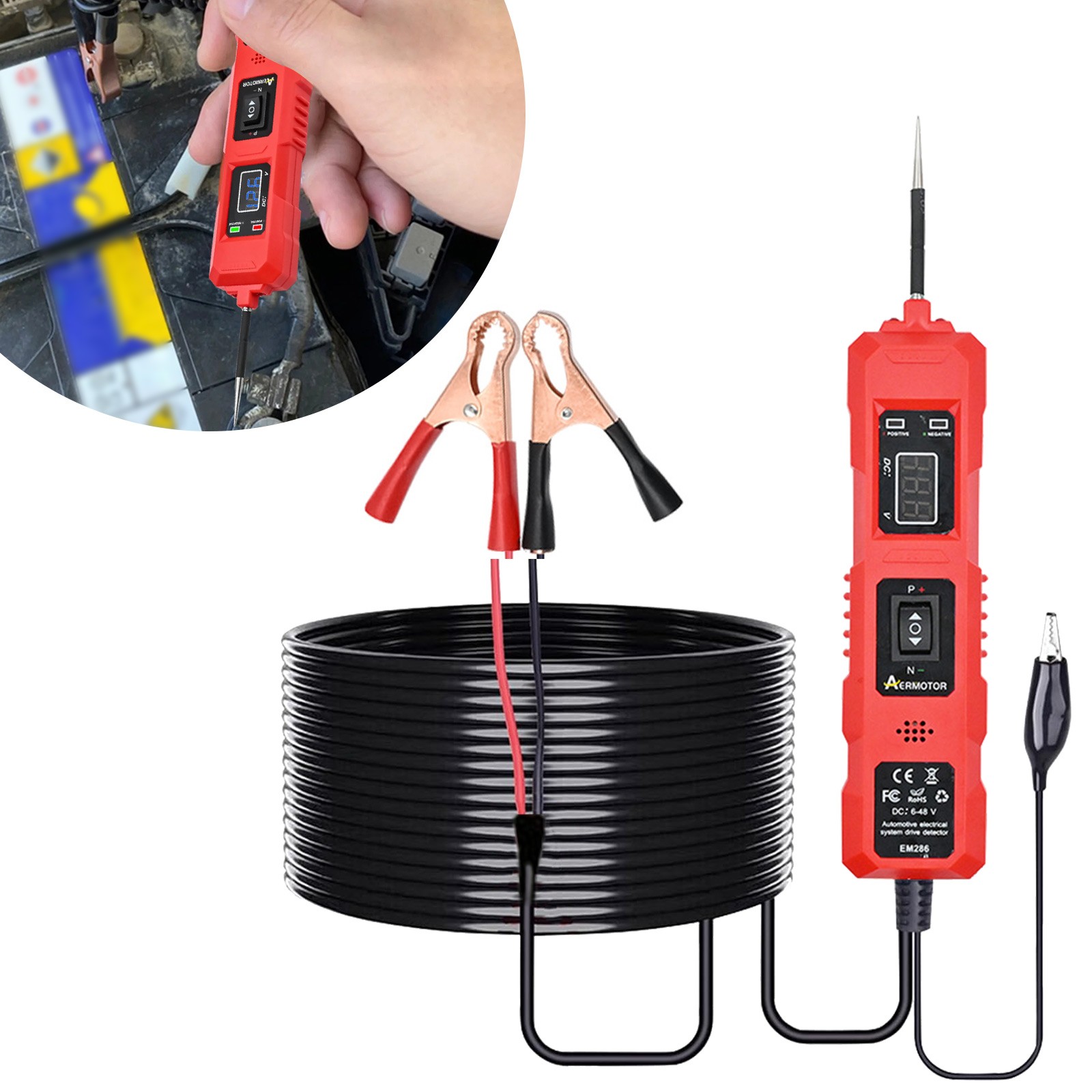 6-48V Car Automotive Digital Power Probe Circuit Electrical Tester Device System