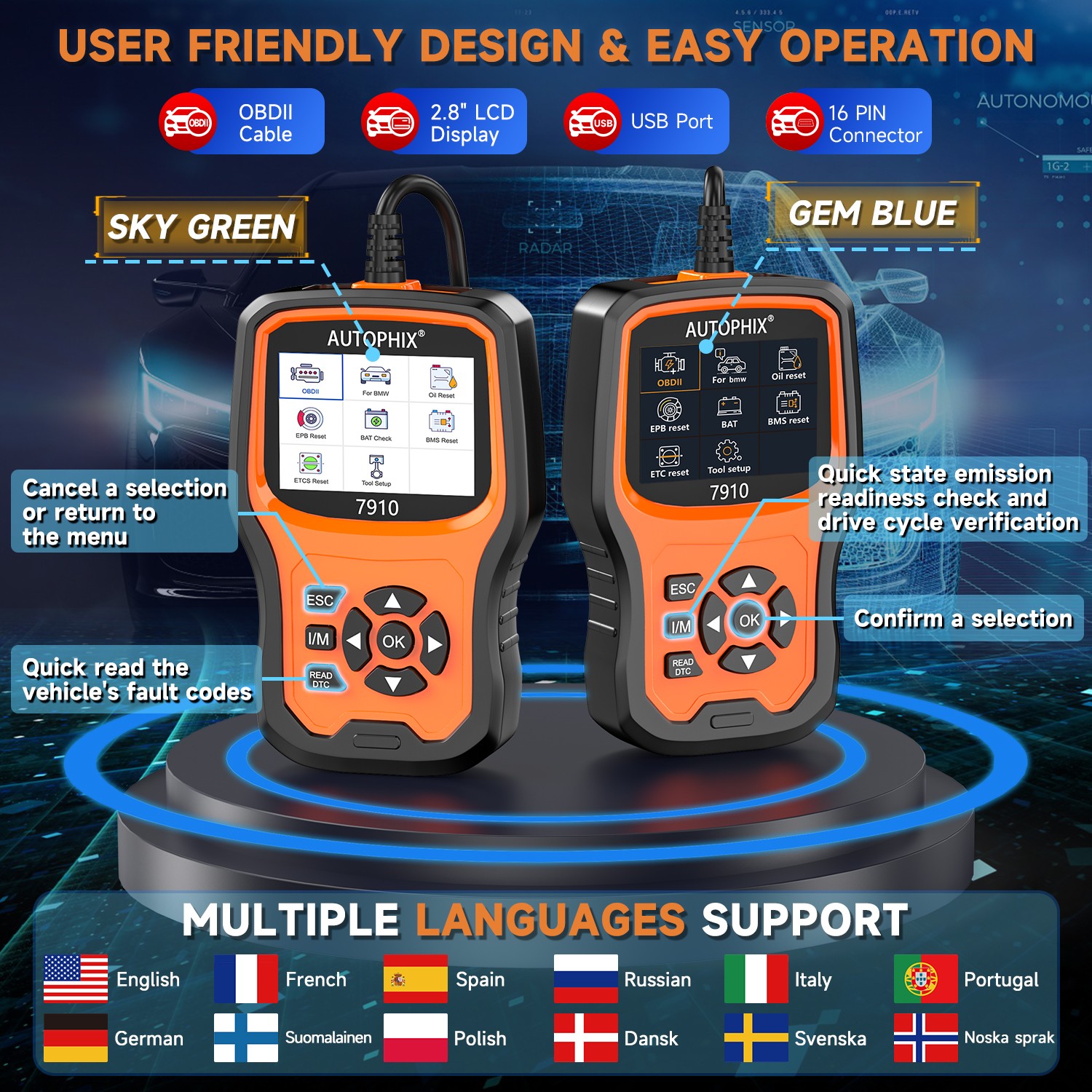 Autophix 7910 OBD2 Scanner Diagnostic Tool Code Reader & Reset for BMW/Mini/RR