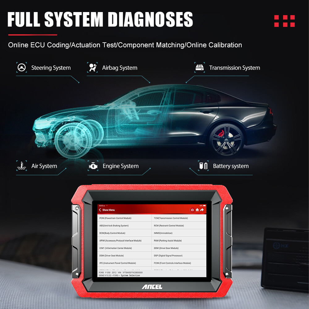 ANCEL DS600 Plus Bi-directional Car OBD2 Scanner Diagnostic ECU Coding IMMO DPF
