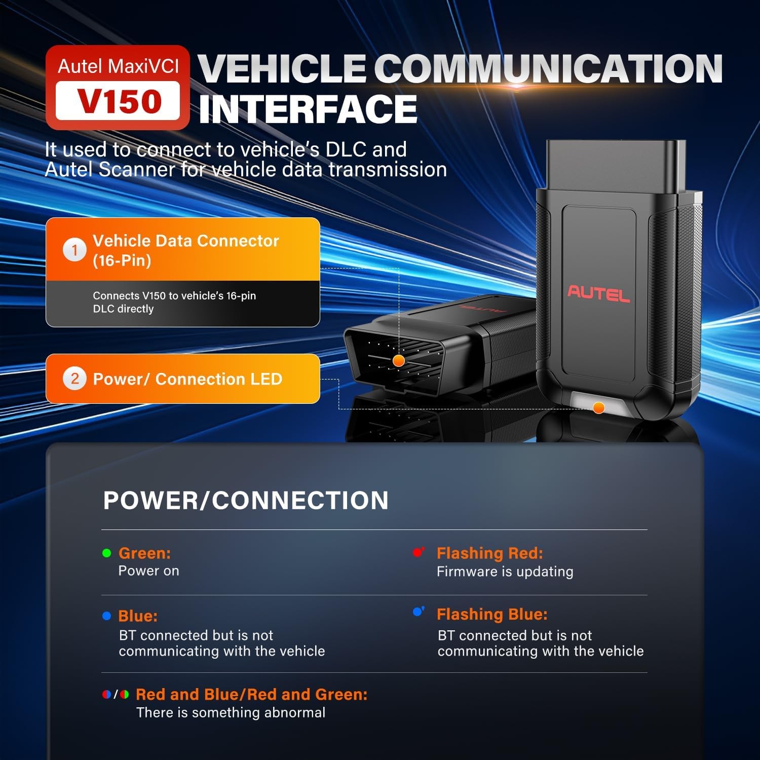 Autel MaxiVCI V150 Wireless Dongle Diagnostic Support CAN FD/DOIP Protocol