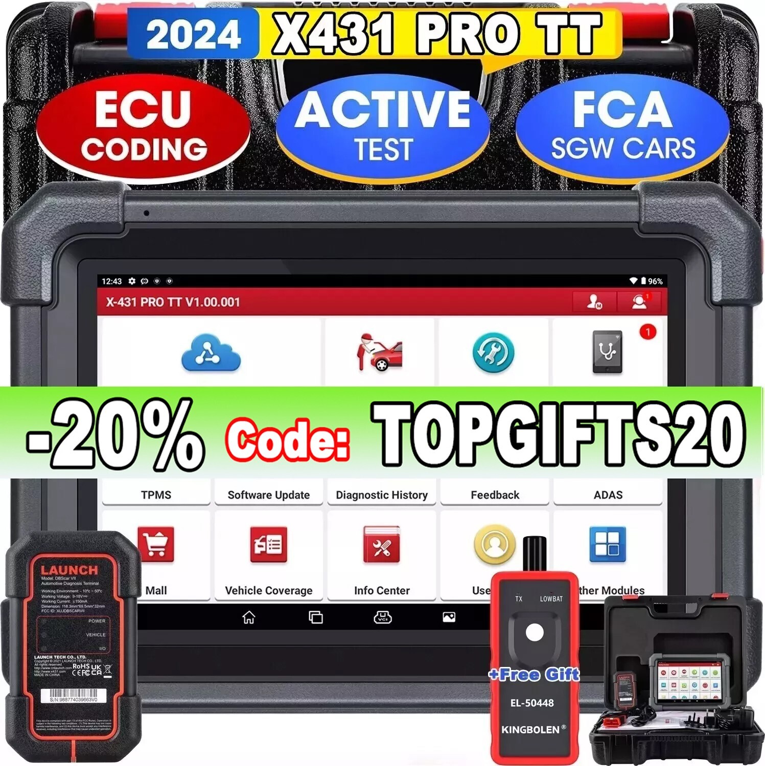 2024 LAUNCH X431 Pro TT V+ PRO5 Coding Car Full System Diagnostic Scanner Tool
