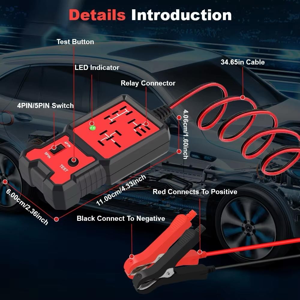 LED Indicator Light Car Battery Checker Electronic Test Car Relay Tester Diagnos