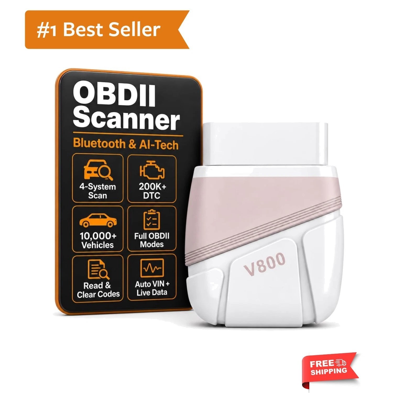 Scanner,Portable Bluetooth Car Diagnostic Tool for OBDII Cars,Fast 4-System S…