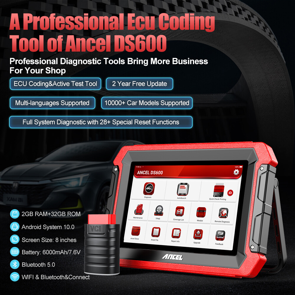 ANCEL DS600 Plus Bi-directional Car OBD2 Scanner Diagnostic ECU Coding IMMO DPF