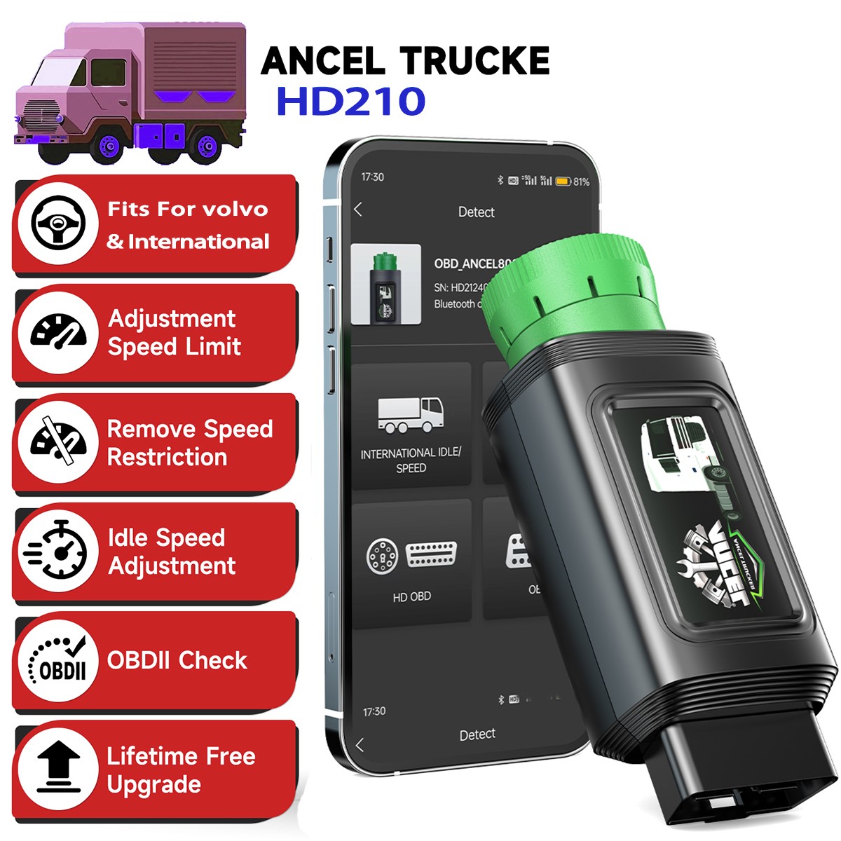 Heavy Duty Truck Scanner Speed Limit & Idle Reset Tool for Volvo & International