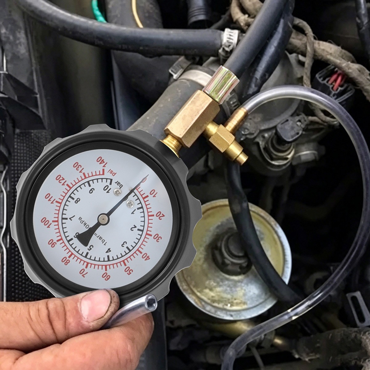 0-140PSI Fuel Injection Pump Pressure Tester Injector Pump Pressure Gauge Kit