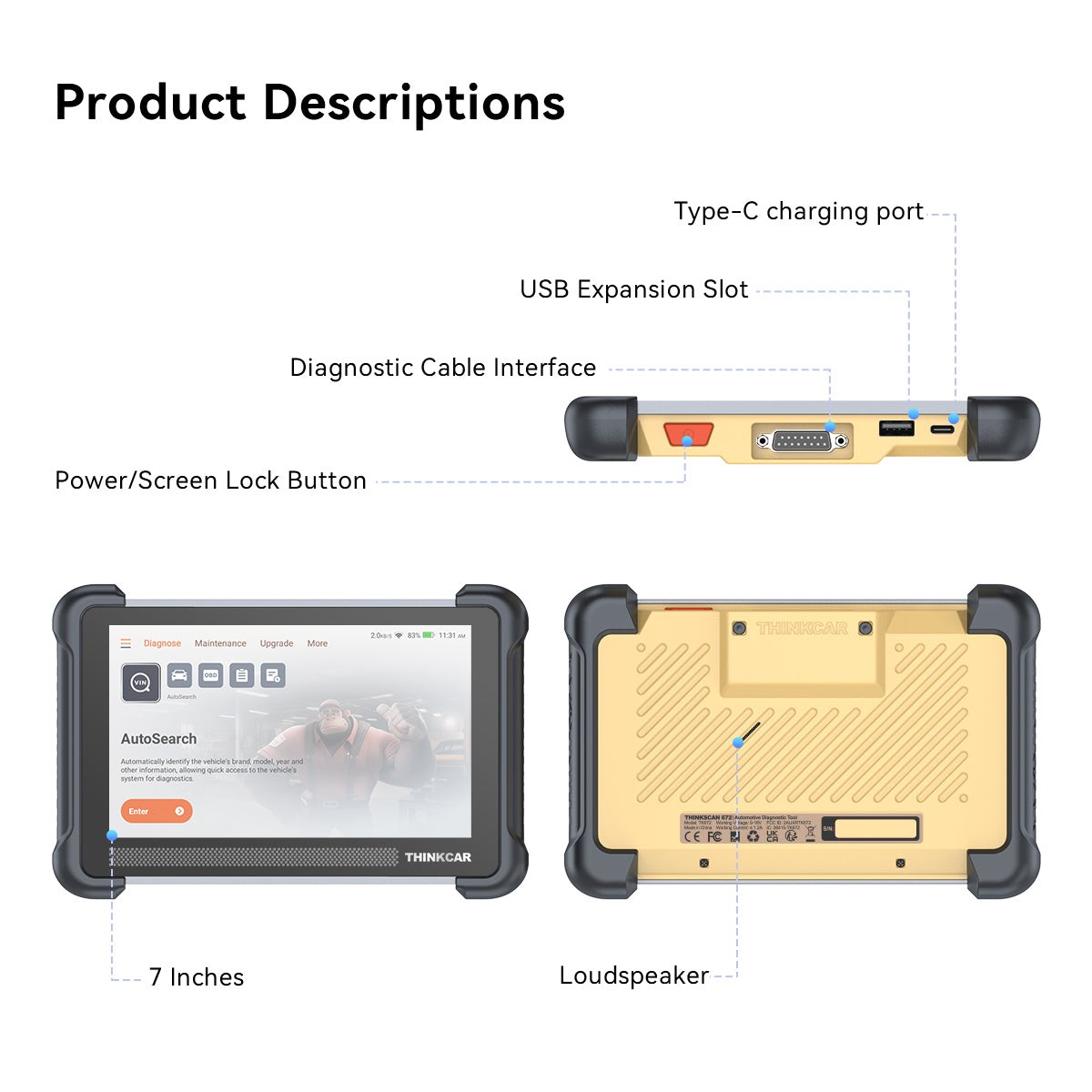 ThinkScan 672 Auto Bidirectional Diagnostic Scanner Full System Scan CANFD 32GB