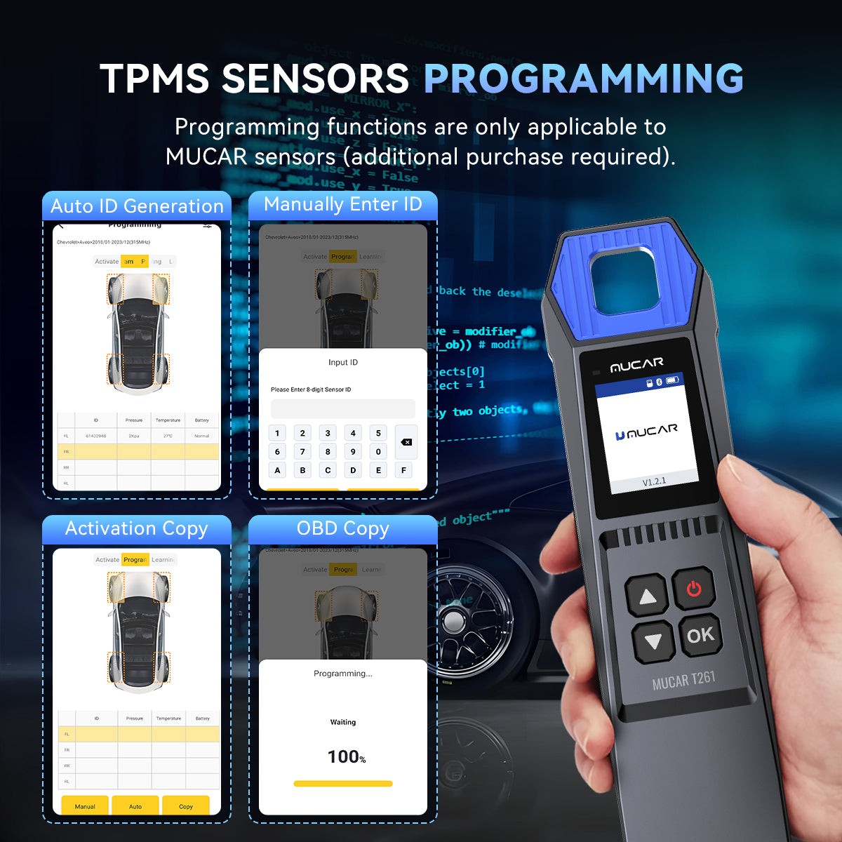 T261 TPMS Relearn Sensor Activate Programming Tool For MUCAR 892BT OBD2 Scanner