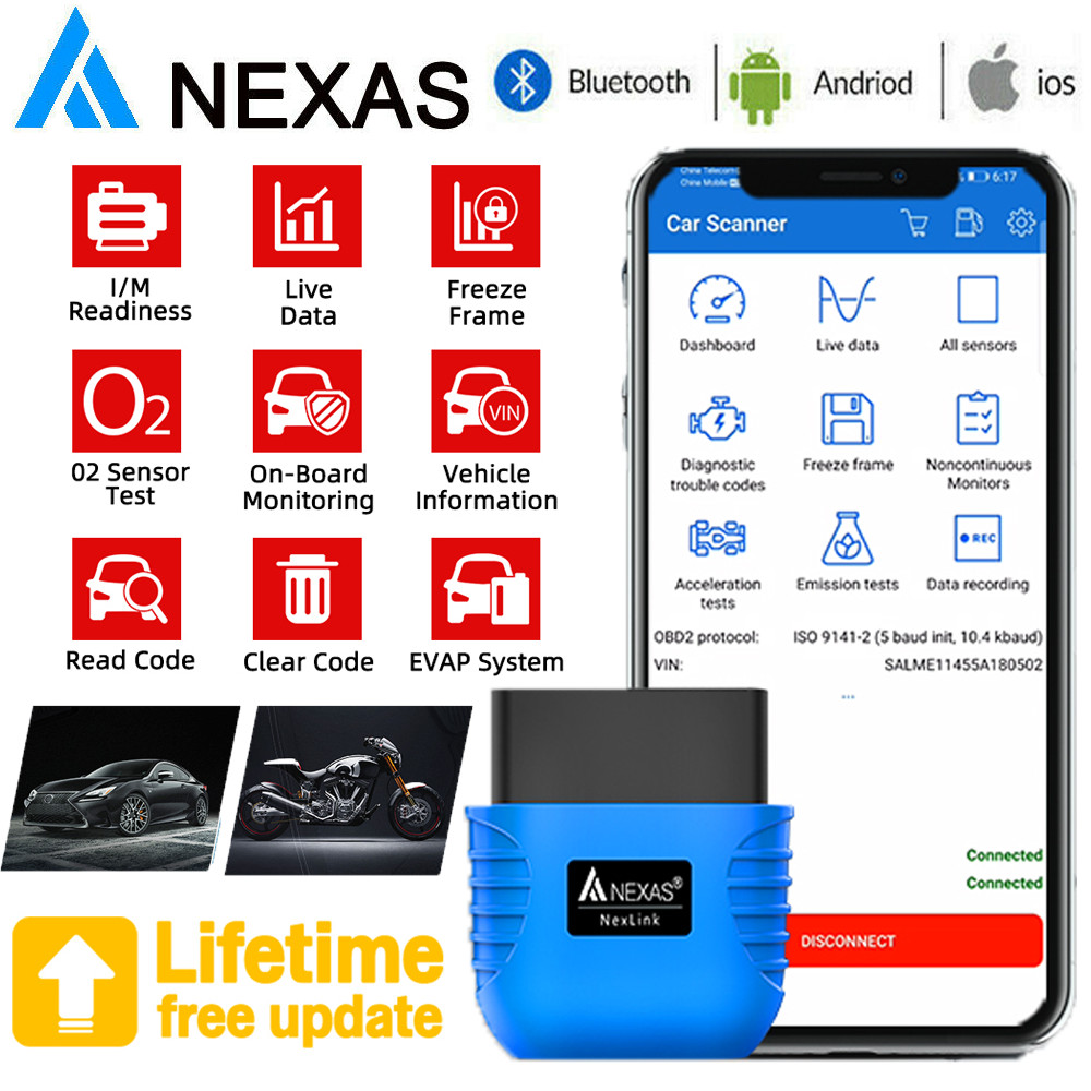 NEXAS For BMW Motorcycle Bluetooth OBD2 Scanner Car Coder Reader For IOS Android