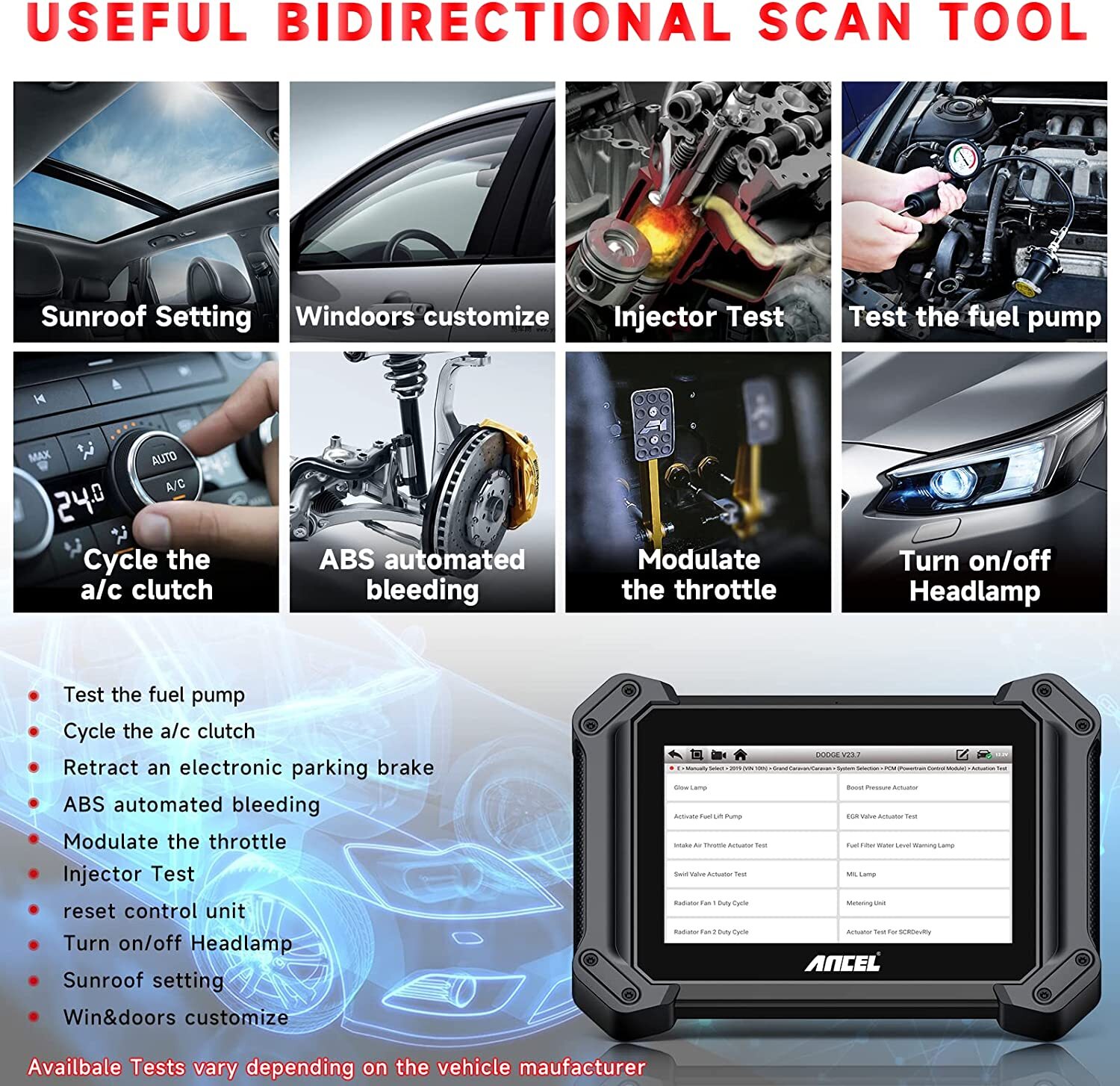 Ancel V6 PRO+ Bidirectional Diagnostic Scanner Car OBD2 Scan Tool Active Test