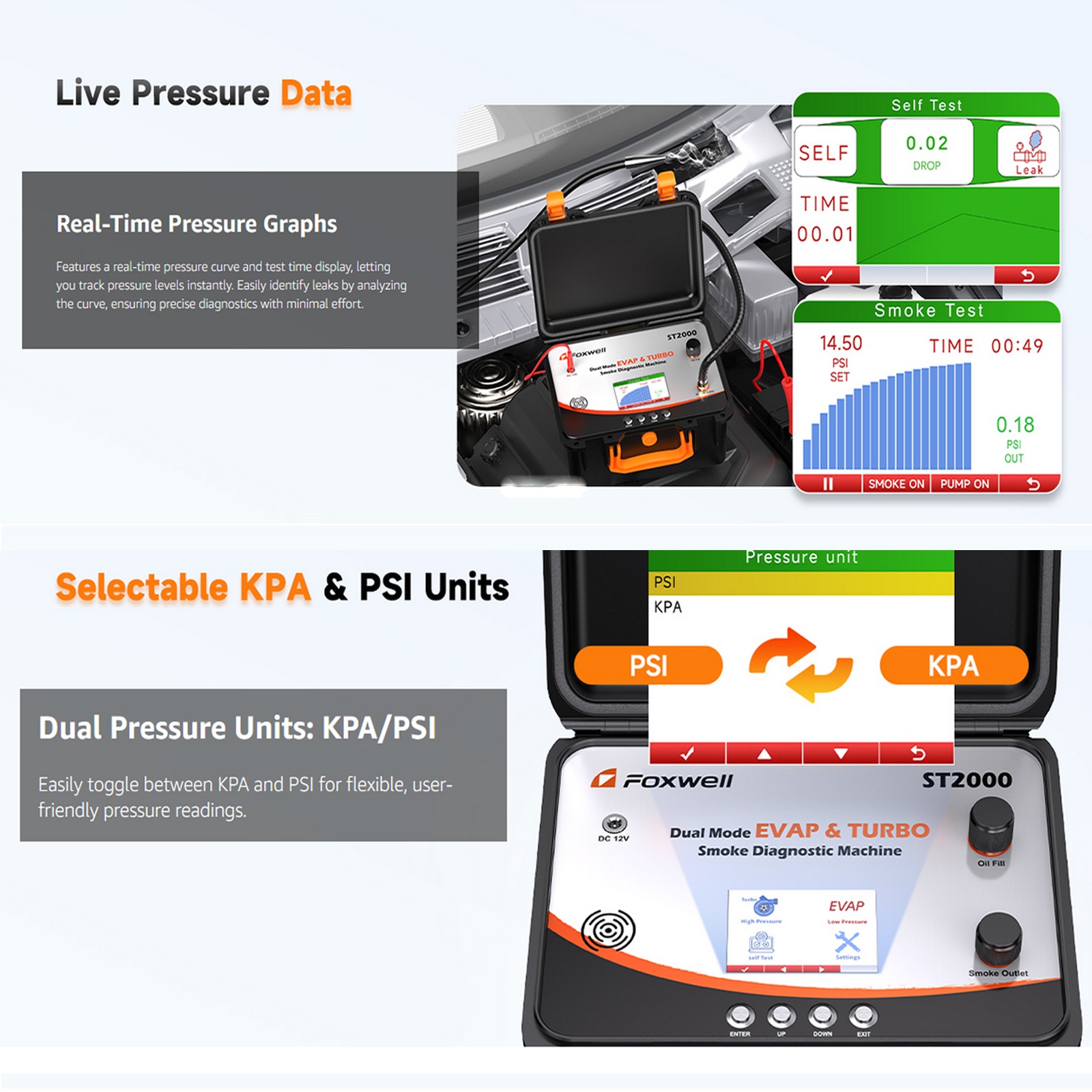 Automotive Smoke Machine Leak Detector EVAP Vacuum Pipe Diagnostic Smoke Tester