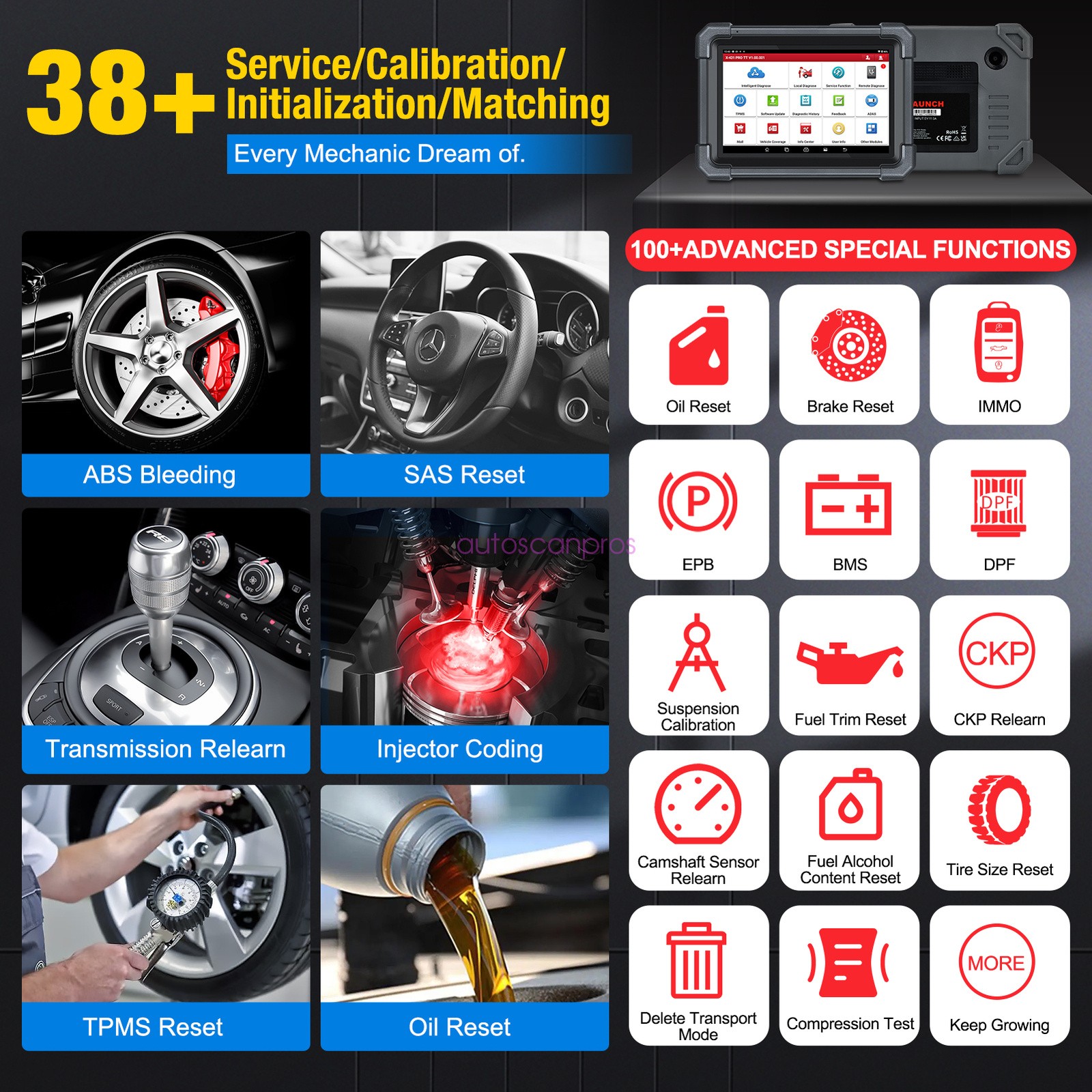 LAUNCH X431 PRO TT PRO5 OBD2 Car Diagnostic Tool Scanner ECU Coding Brake