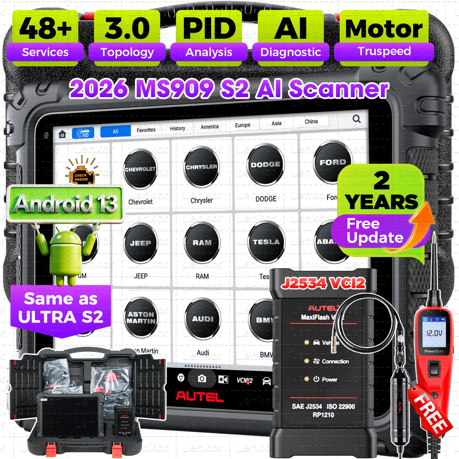 Autel MaxiSys MS909 S2 Scanner Same as Ultra S2 Up MS Ultra MS909 Topology 3.0