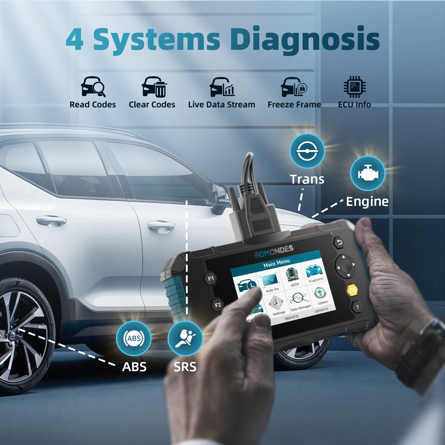OBD2 Scanner Diagnostic Tool ABS SRS Transmission Engine System EPB OIL Reset