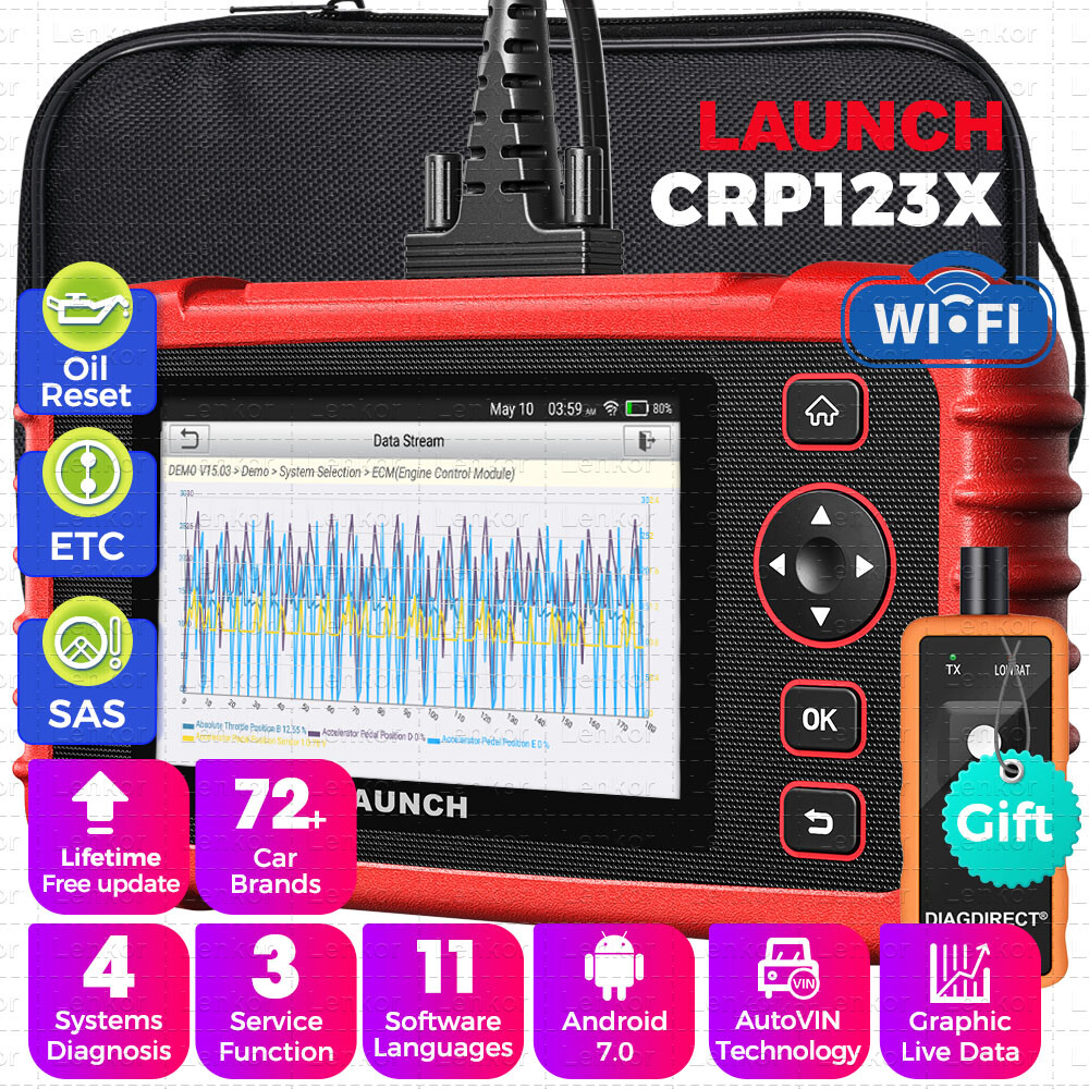 LAUNCH CRP123X OBD2 Scanner ABS SRS Code Reader Car Diagnostic Tool W/EL-50448