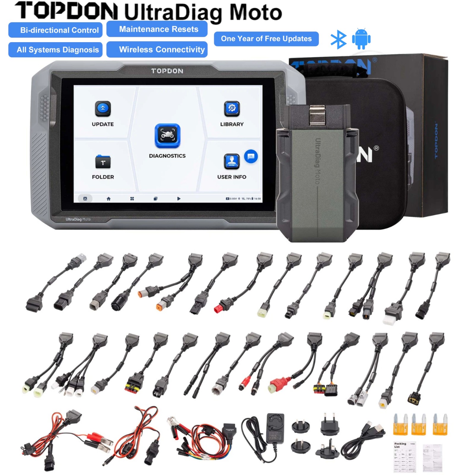 TOPDON UltraDiag Moto Wireless Motorcycle Diagnostic Read DTCs Oil/TPS Reset