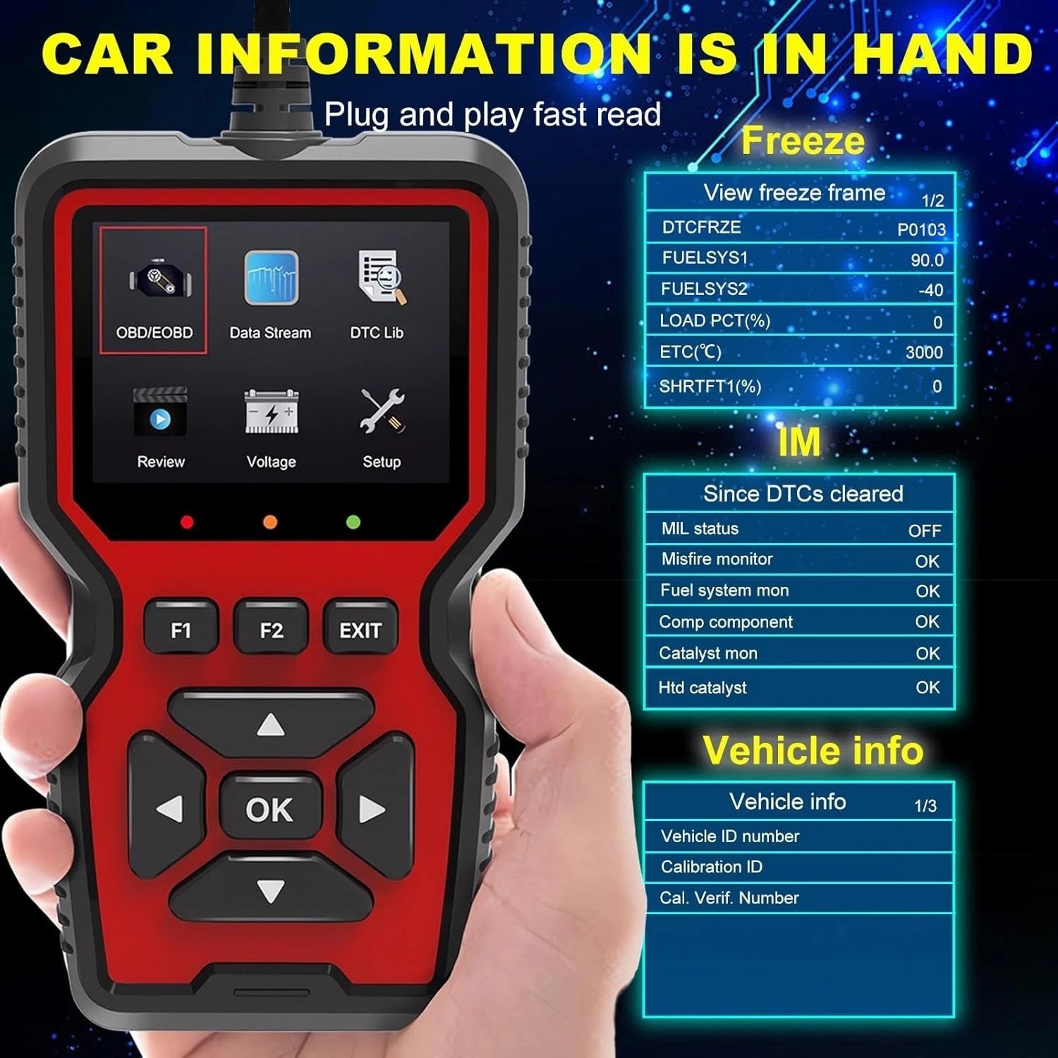 Scanner Diagnostic Tool, Code Reader OBD II Scanner with Reset & Live Data, P…