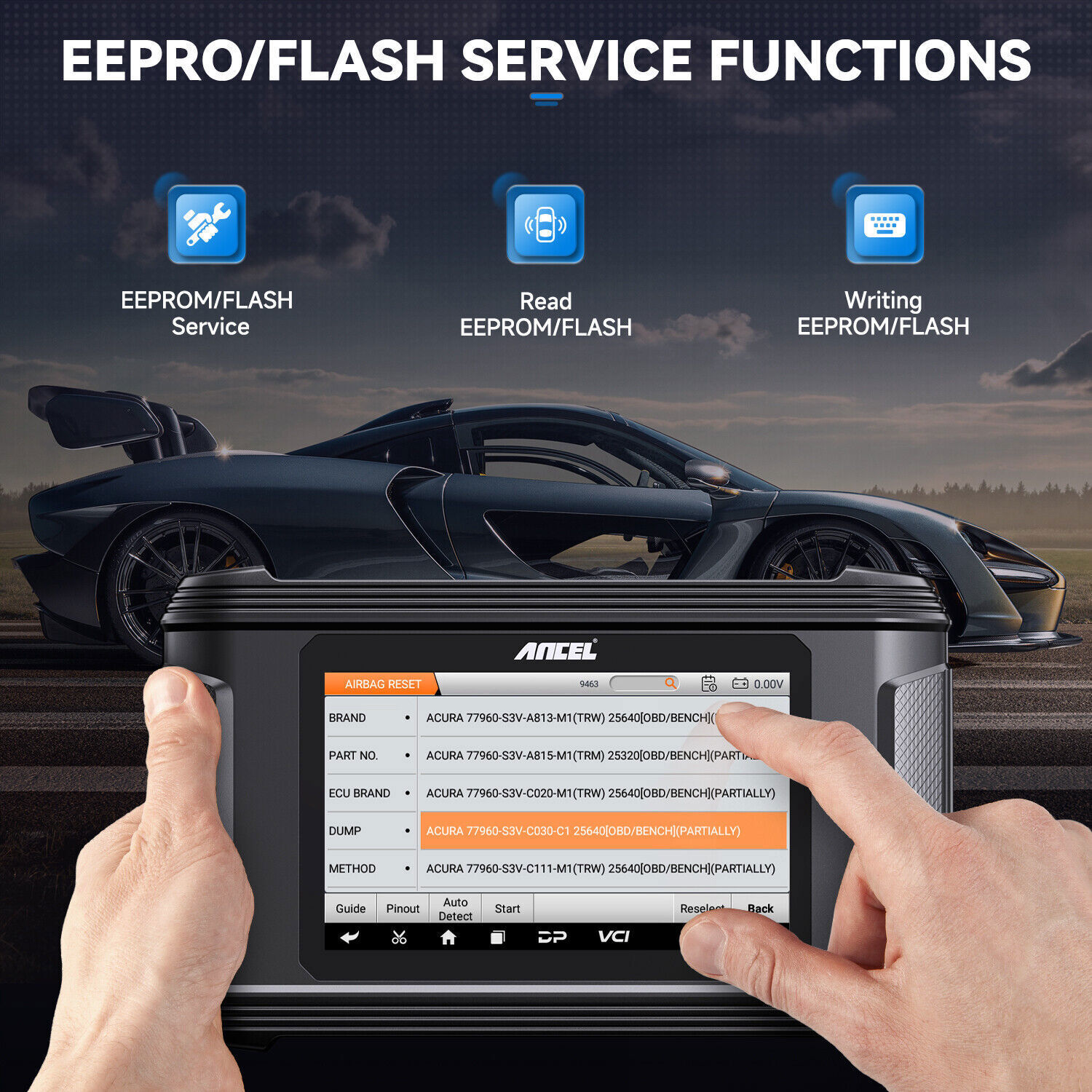 ANCEL Car SRS Fault Code Reader OBD2 Scanner Battery & SRS Computer Repair Tool