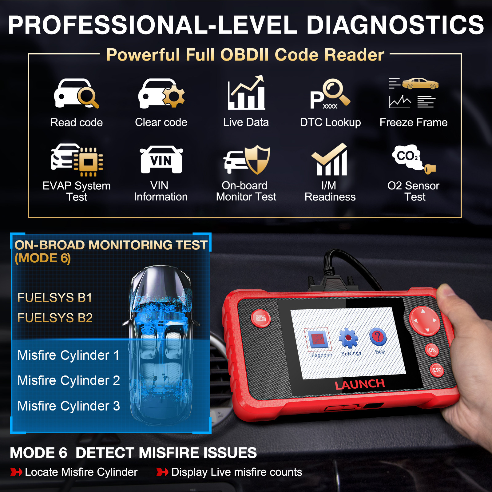 LAUNCH CRP123 V2.0 OBD2 Scanner 4 Systems Code Reader Diagnostic Tool Oil reset