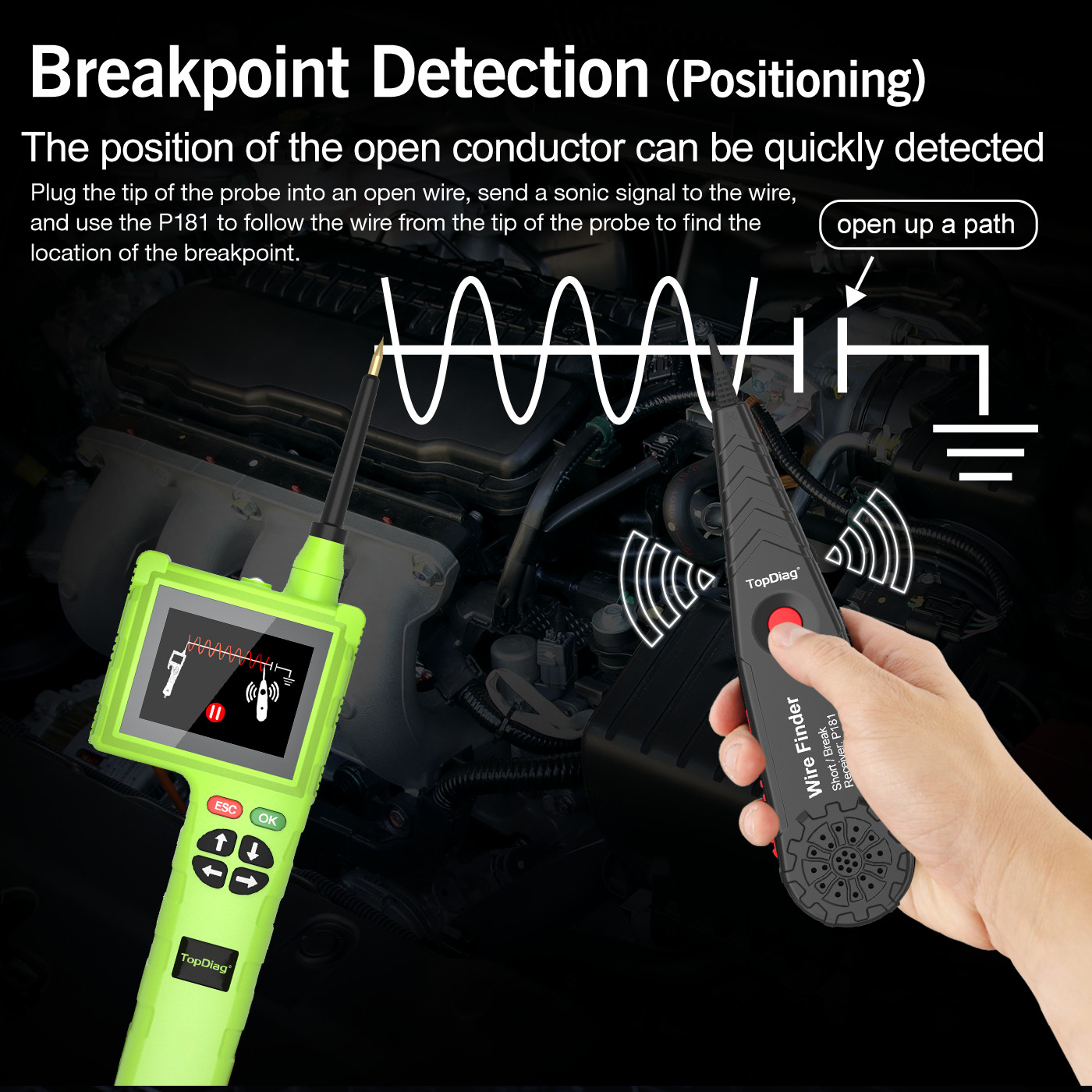 TopDiag P200 Pro Car Circuit Tester Power Probe Relay Fuel Injector Tester
