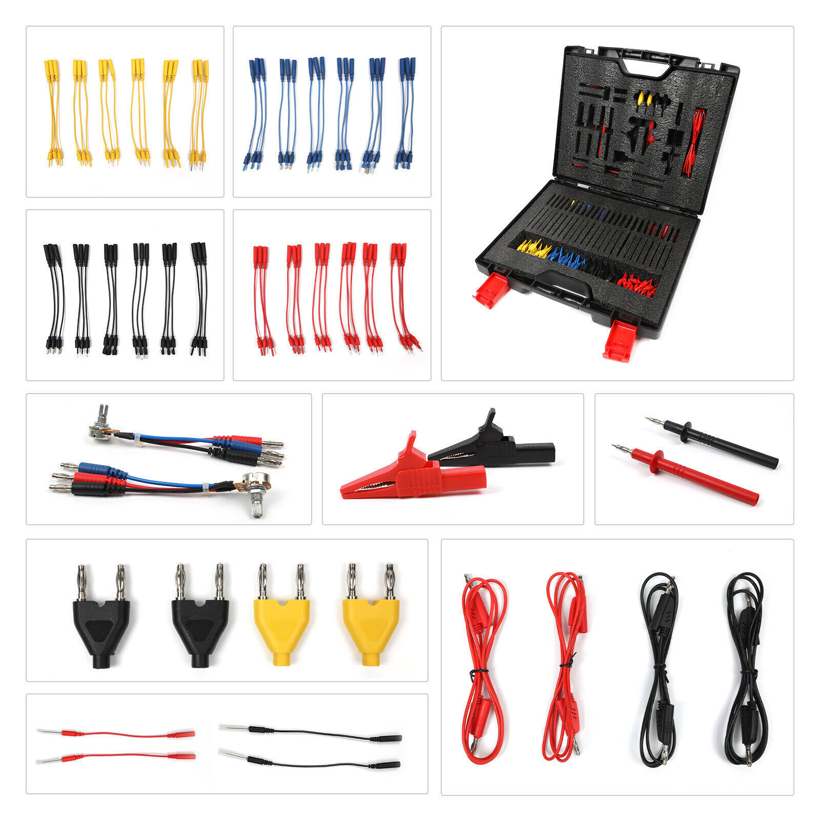Multimeter Test Leads Kit Alligator Clip Probe Wire Set Oscilloscope Test 92pc