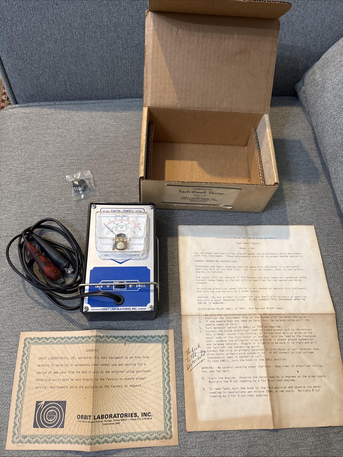 Rare Orbit Labs Inc. Combination Tach-Dwell Tester Model 101-in Orig Box w/paper