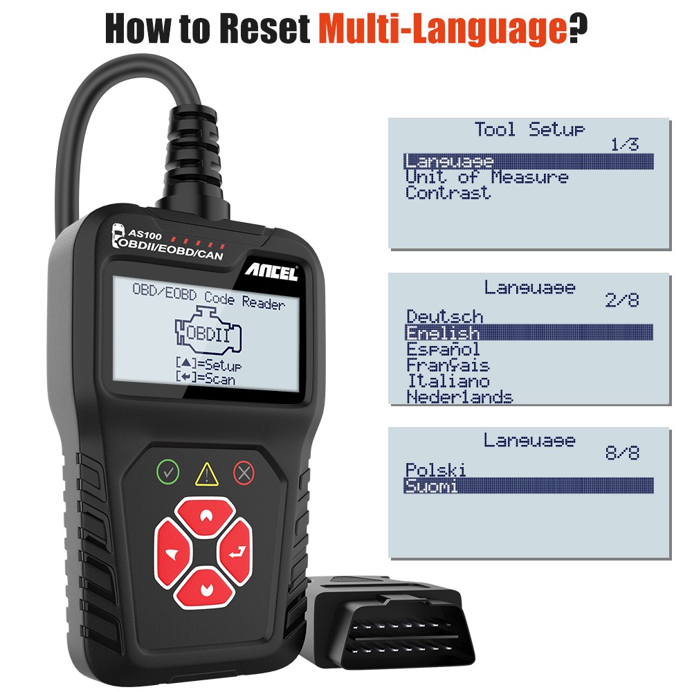 Ancel AS100 Automotive OBD2 Scanner Code Reader Car Engine Fault Diagnostic Tool