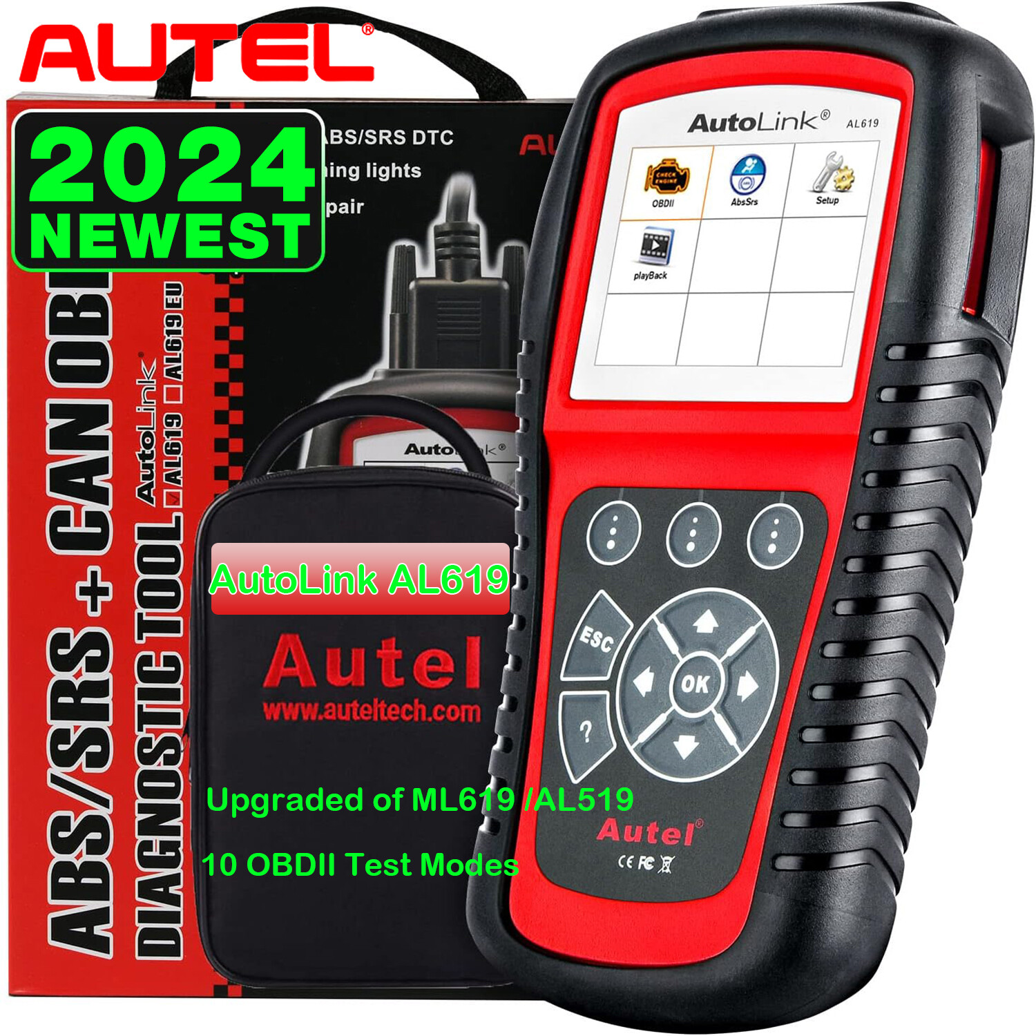 2024 Autel AutoLink AL619 Scanner Check Engine Light Code Reader Auto Diagnostic