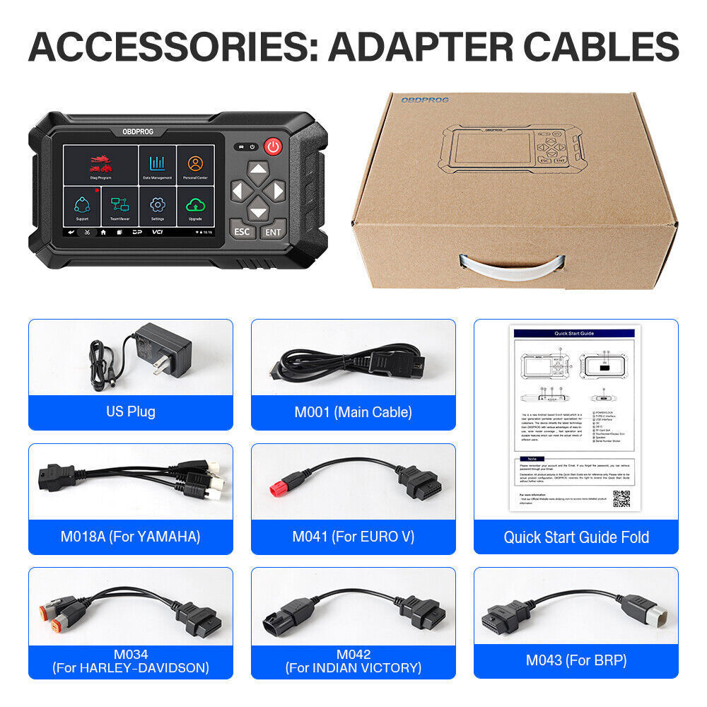 OBDPROG MOTO 100 Motorcycle All System Diagnostic Tool OBD2 Scanner ECU Coding