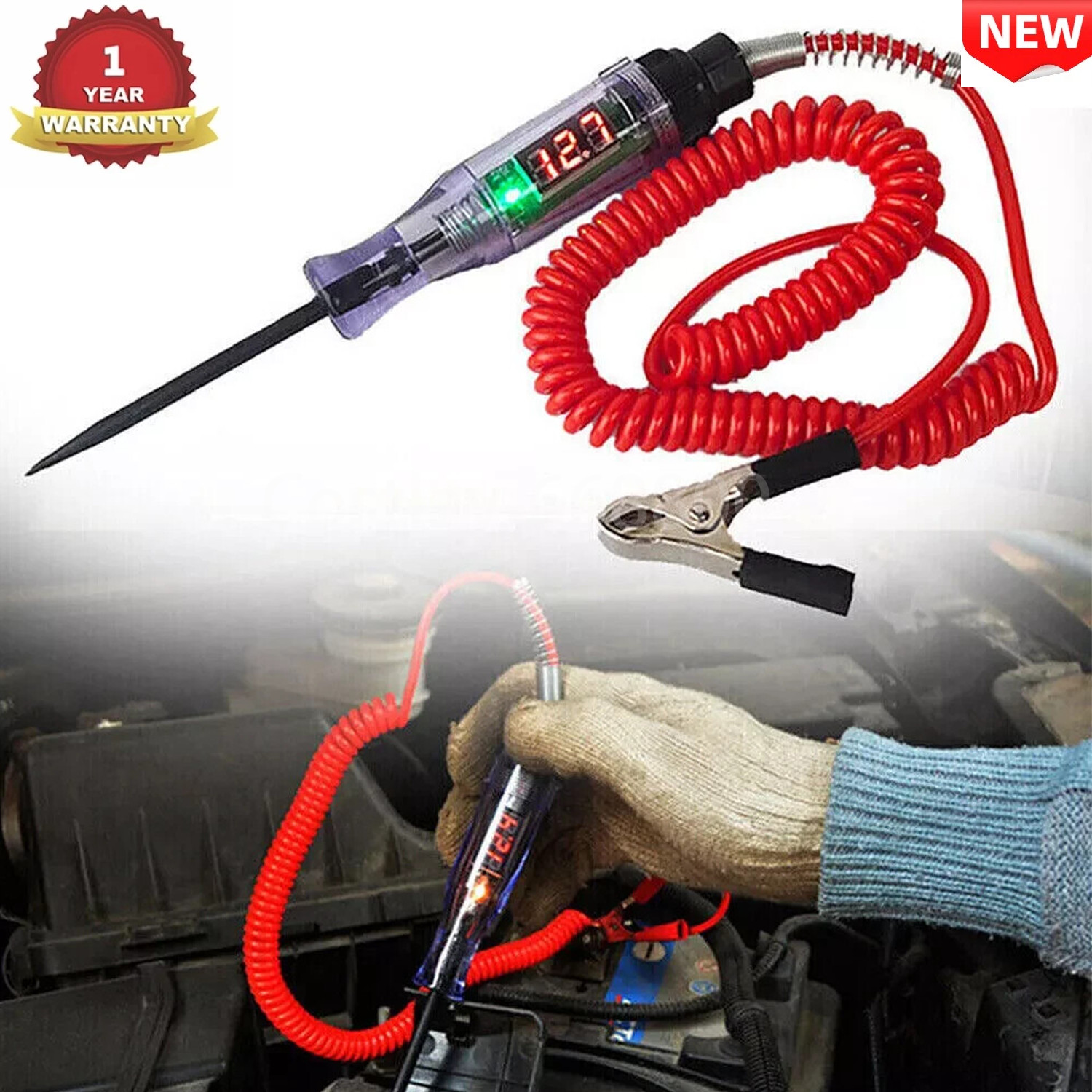 New Circuit Tester Probe Light Voltage Pen Detector 3-48V Electric Car Fuse Test