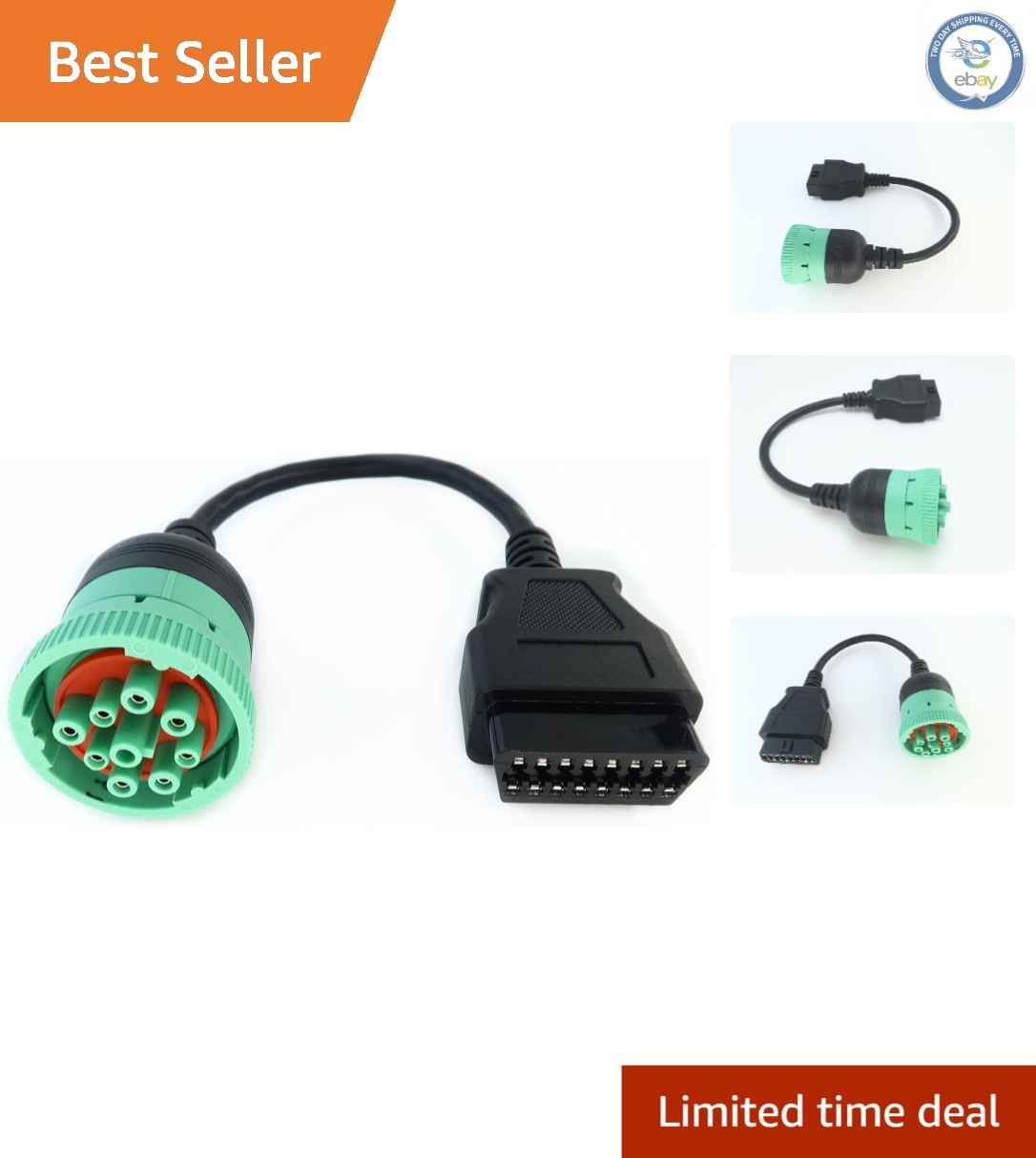 Green J1939 to 16pin Female Coaxial Cable 30cm for GPS Tracking Devices