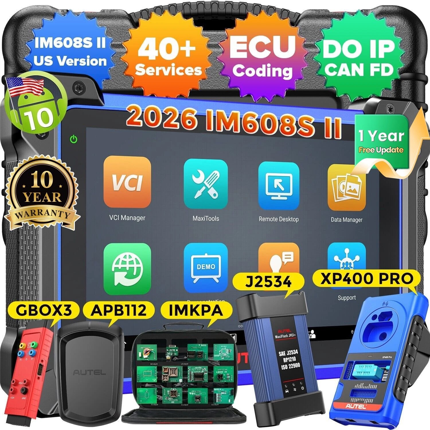 Autel MaxiIM IM608 PRO II Kit IMMO Key Programming Scanner IM608S II CAN FD DOIP