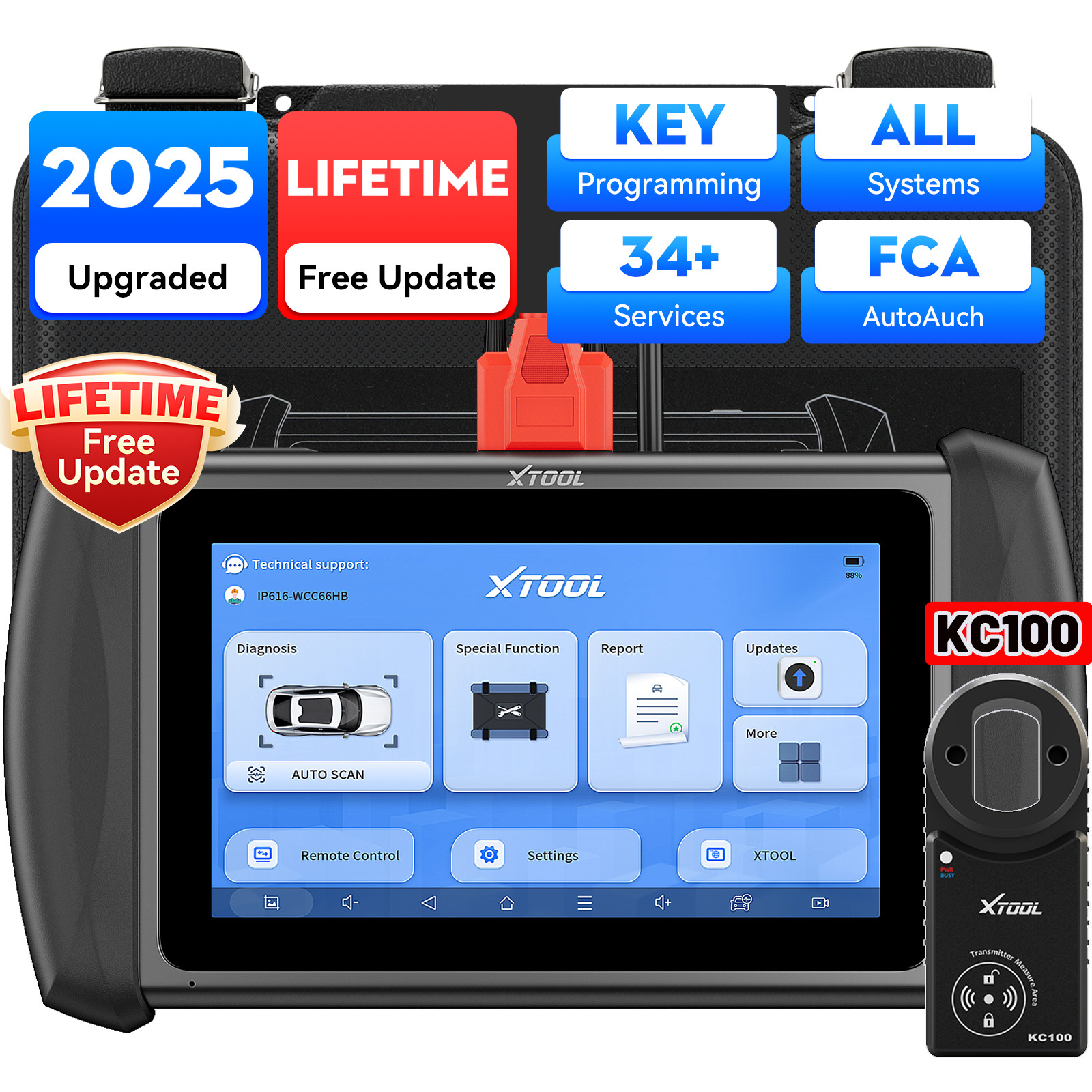 XTOOL IP616 KC100 IMMO Key Programming Tool All System Diagnostic OBD2 Scanner