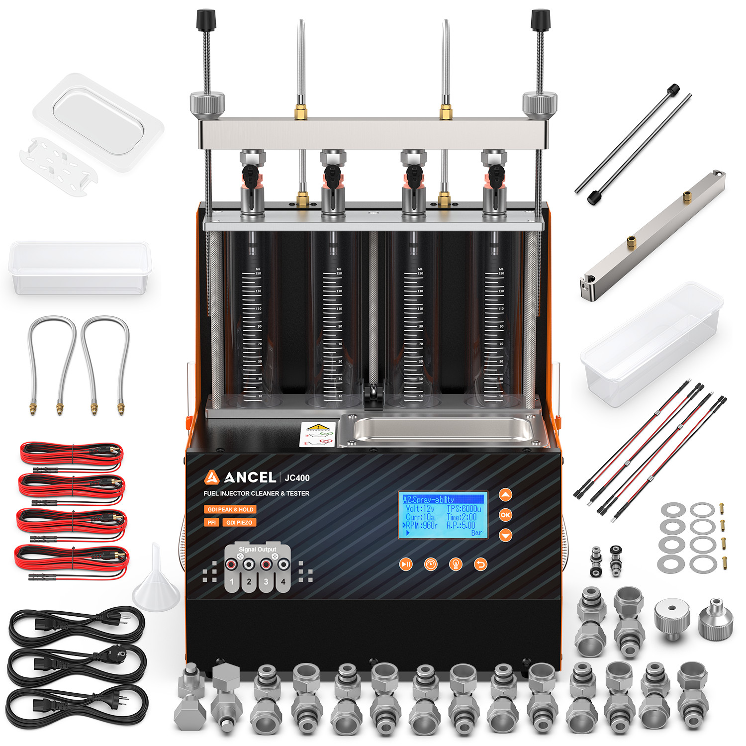 GDI EFI TSL 4 Cylinder Ultrasonic Fuel Injector Cleaner Tester Cleaning Machine