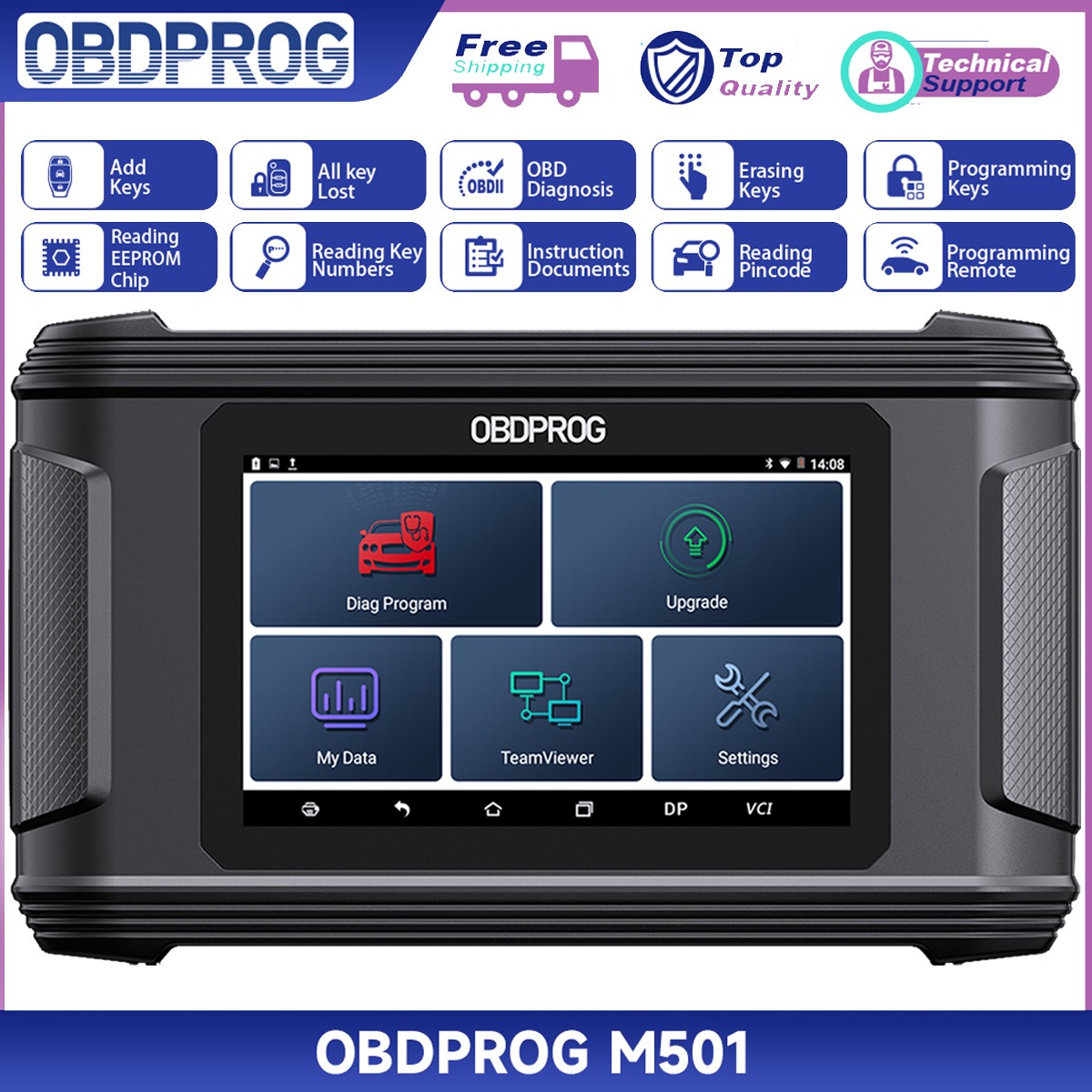 OBDPROG M501 Car OBD2 Diagnostic Scanner Key Coding Andinitializing Data Reader