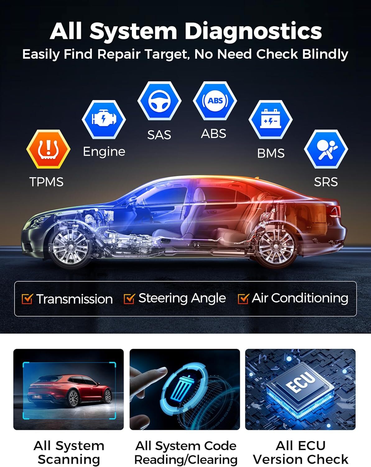 Autel MaxiAP AP2500E Bluetooth OBD2 Code Reader Full System Diagnosis Oil Reset