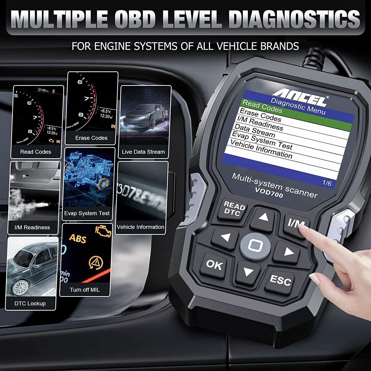 ANCEL VOD700 All System OBD2 Diagnostic Scanner ABS SRS BMS TPMS Fit for VOLVO