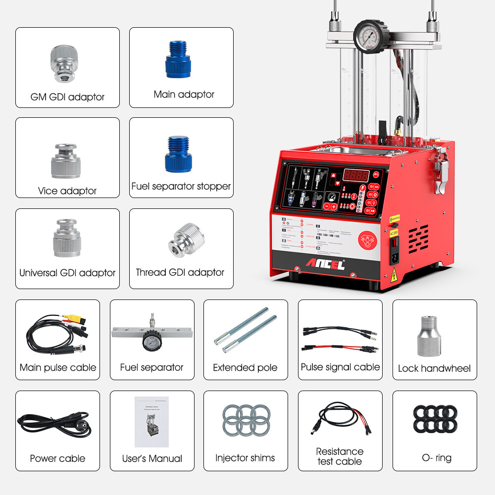 ANCEL AJ400 GDI EFI TSI Fuel Injector Cleaner Tester Ultrasonic Cleaning Machine