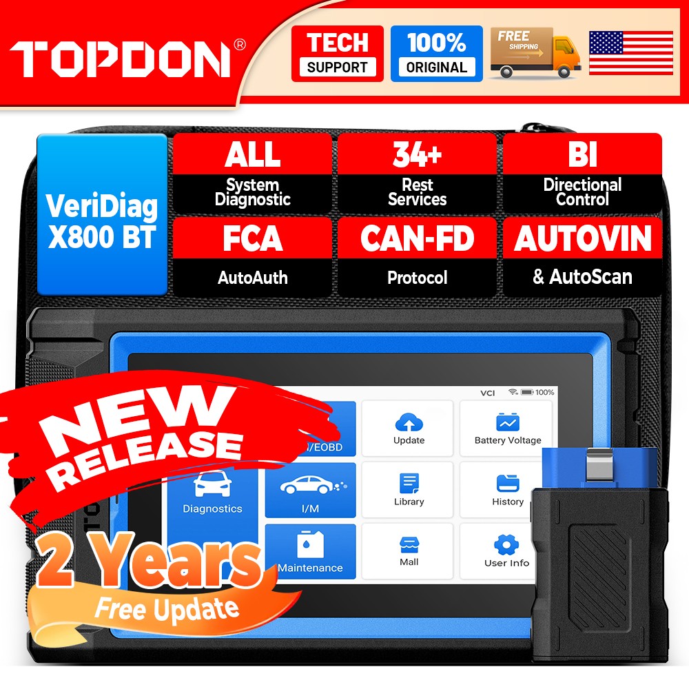 2026 TOPDON VeriDiag X800BT Auto Diagnostic Scanner Bidirectional CAN-FD FCA SFD