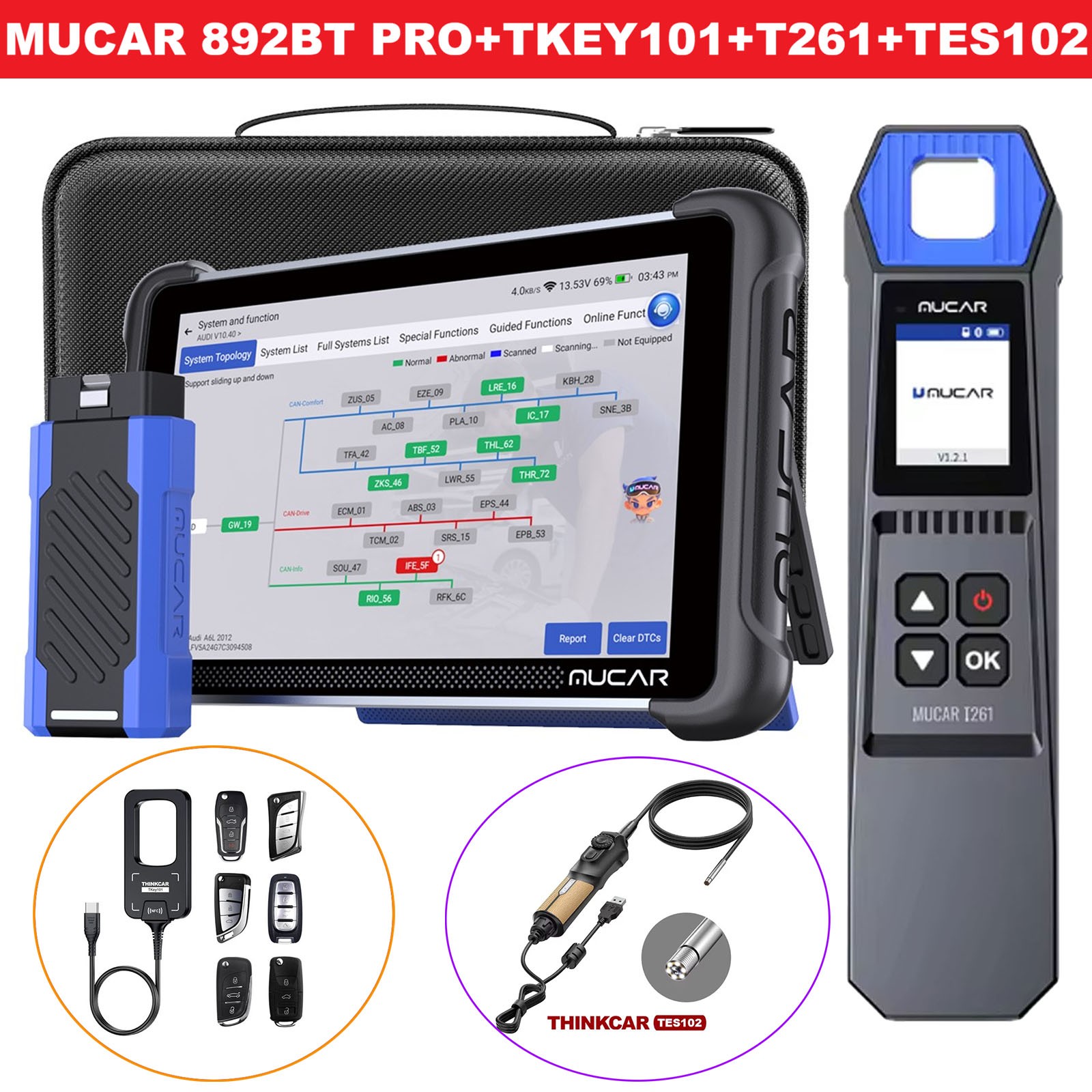 MUCAR 892BT/892BT PRO Topology Full System OBD2 Scanner Diagnostic Tool LIFEFREE