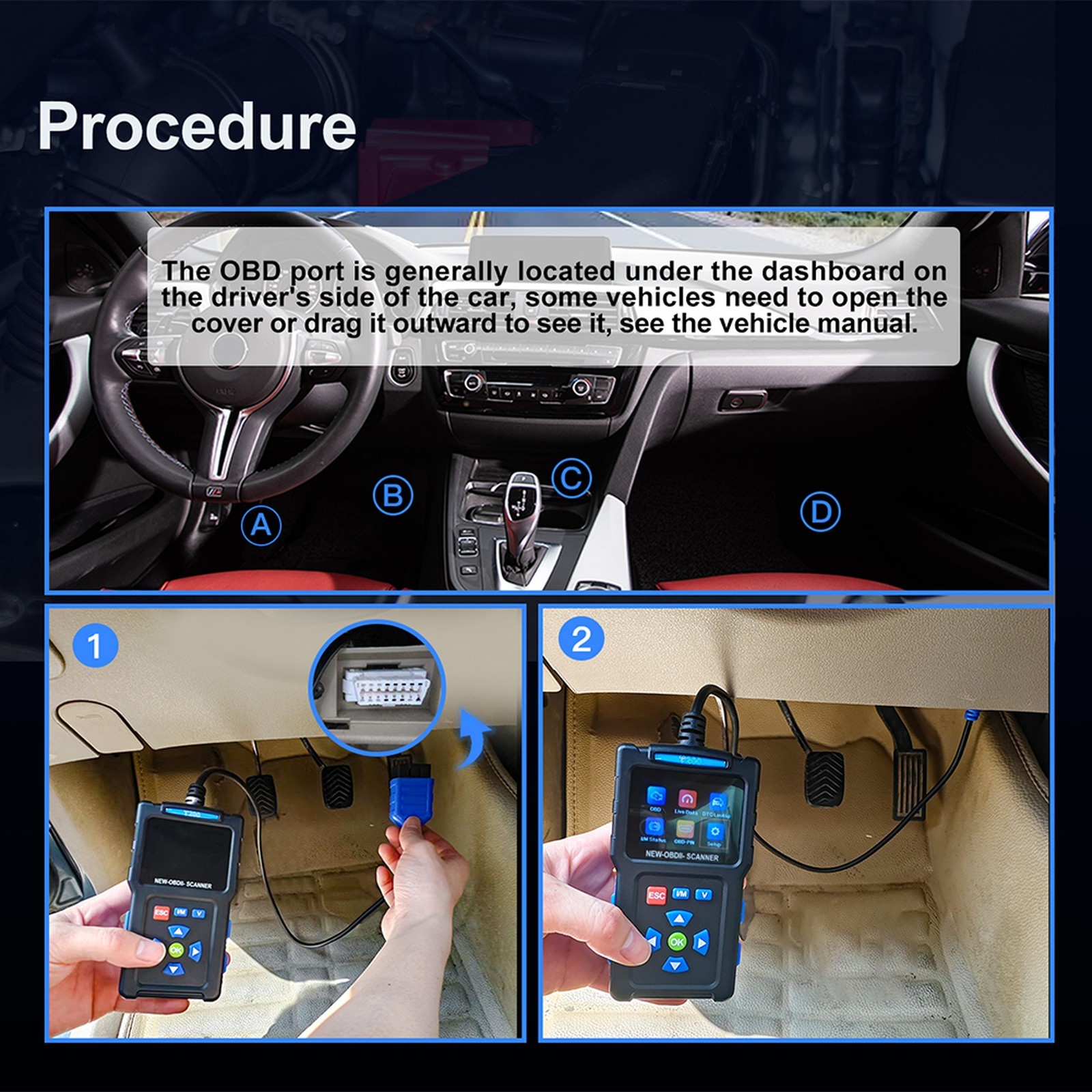 OBD2 Car Full System Automotive Diagnostic Scan Tool Code Reader Device T200