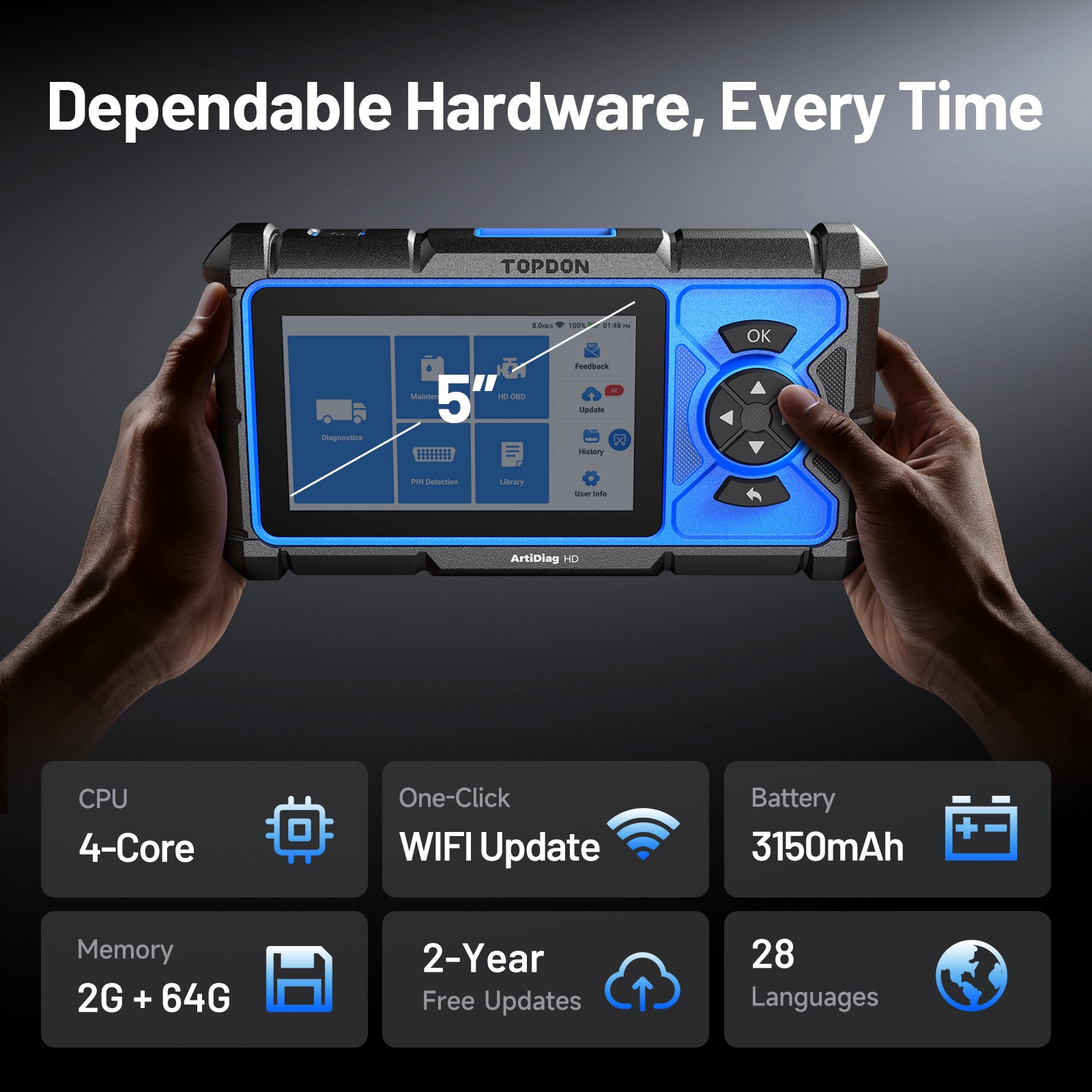 TOPDON AD HD Diesel Heavy Duty Truck Scanner Diagnostic Tool DPF Regeneration