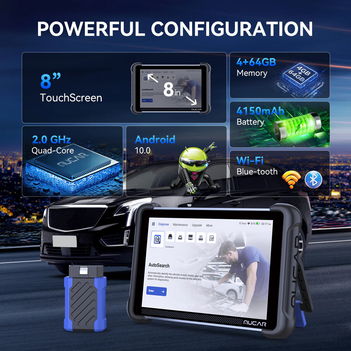 MUCAR 892BT AI All System Auto Diagnostic Tool Bidirectional Scanner Free Update