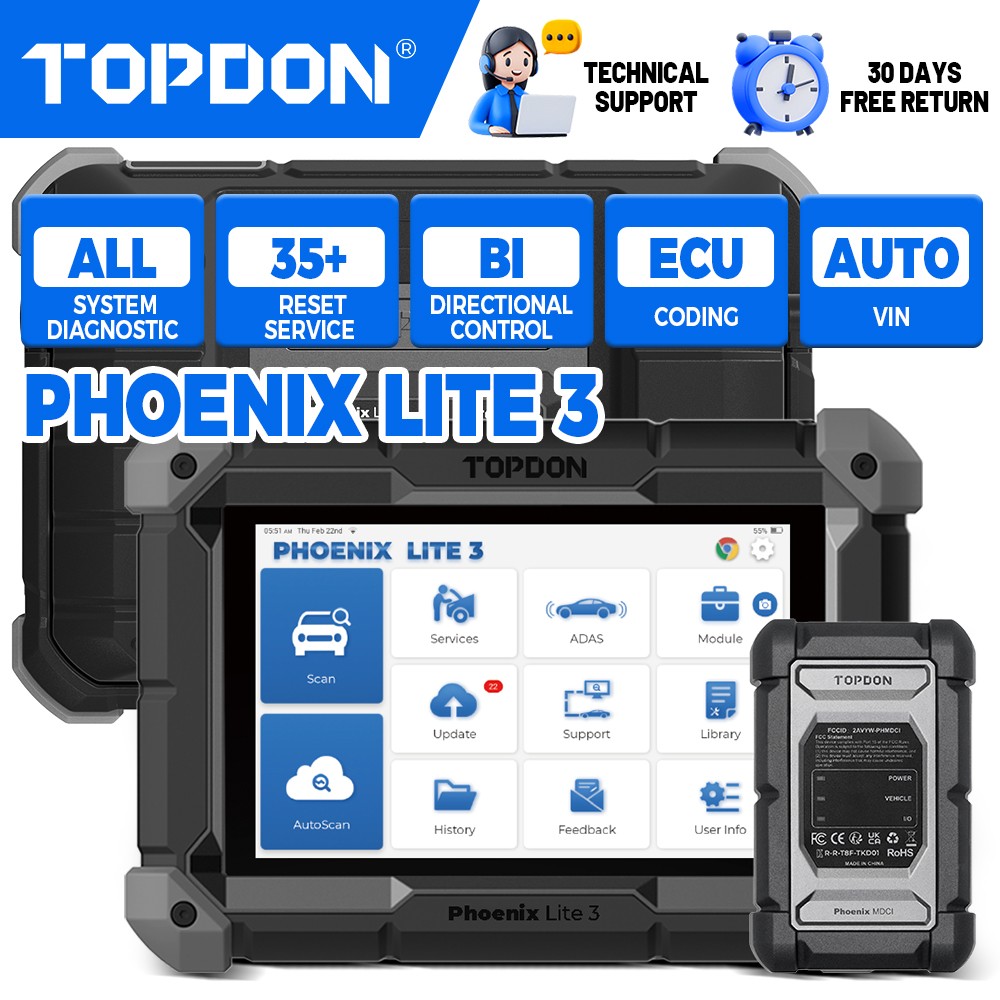 TOPDON Phoenix Lite 3 Advanced Diagnostic Scanner Tool ECU Coding Active Test