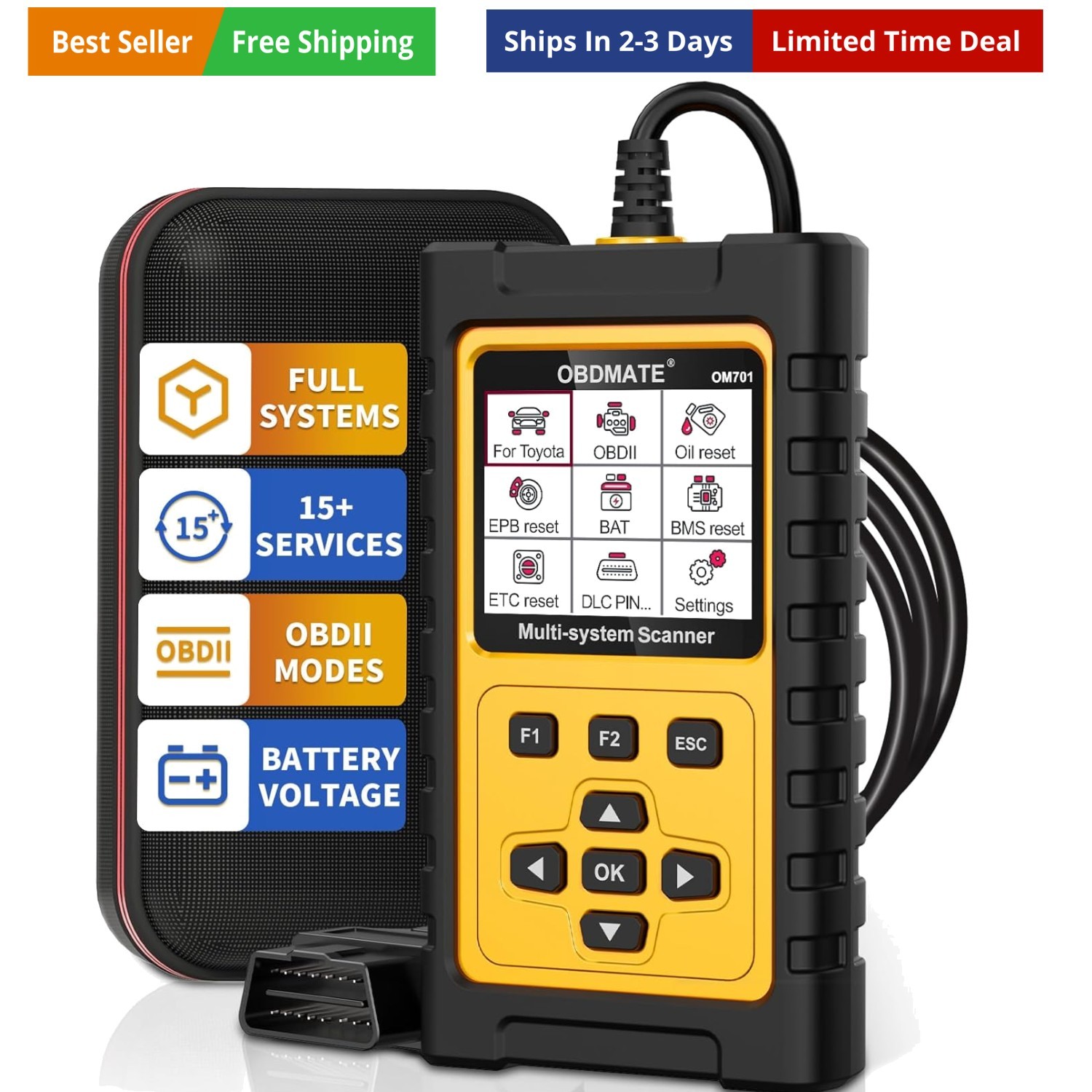Scanner for Toyota/Lexus/Scion, All Systems Diagnostic Tool with 15+ Resets O…