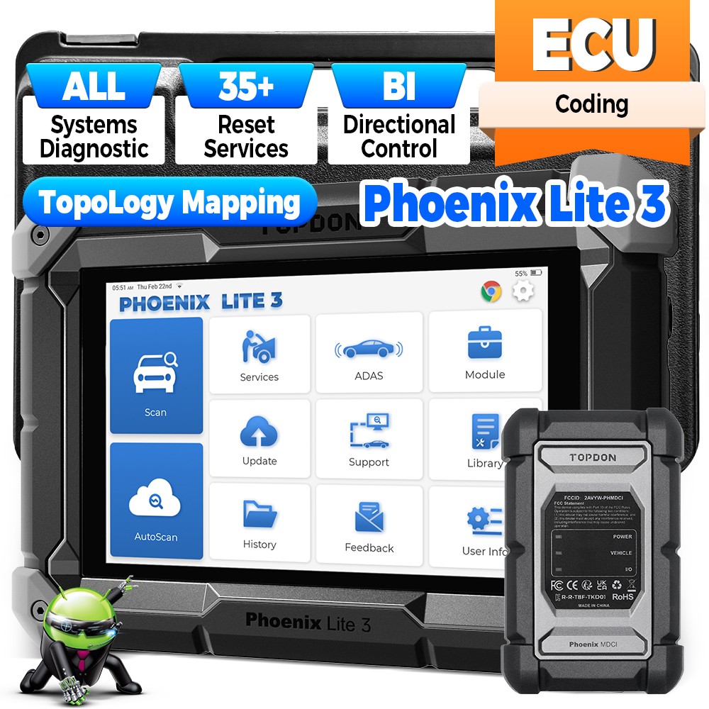 TOPDON Phoenix Lite 3 ECU Coding Tool Bi-directional VAG Guided Function CAN-FD