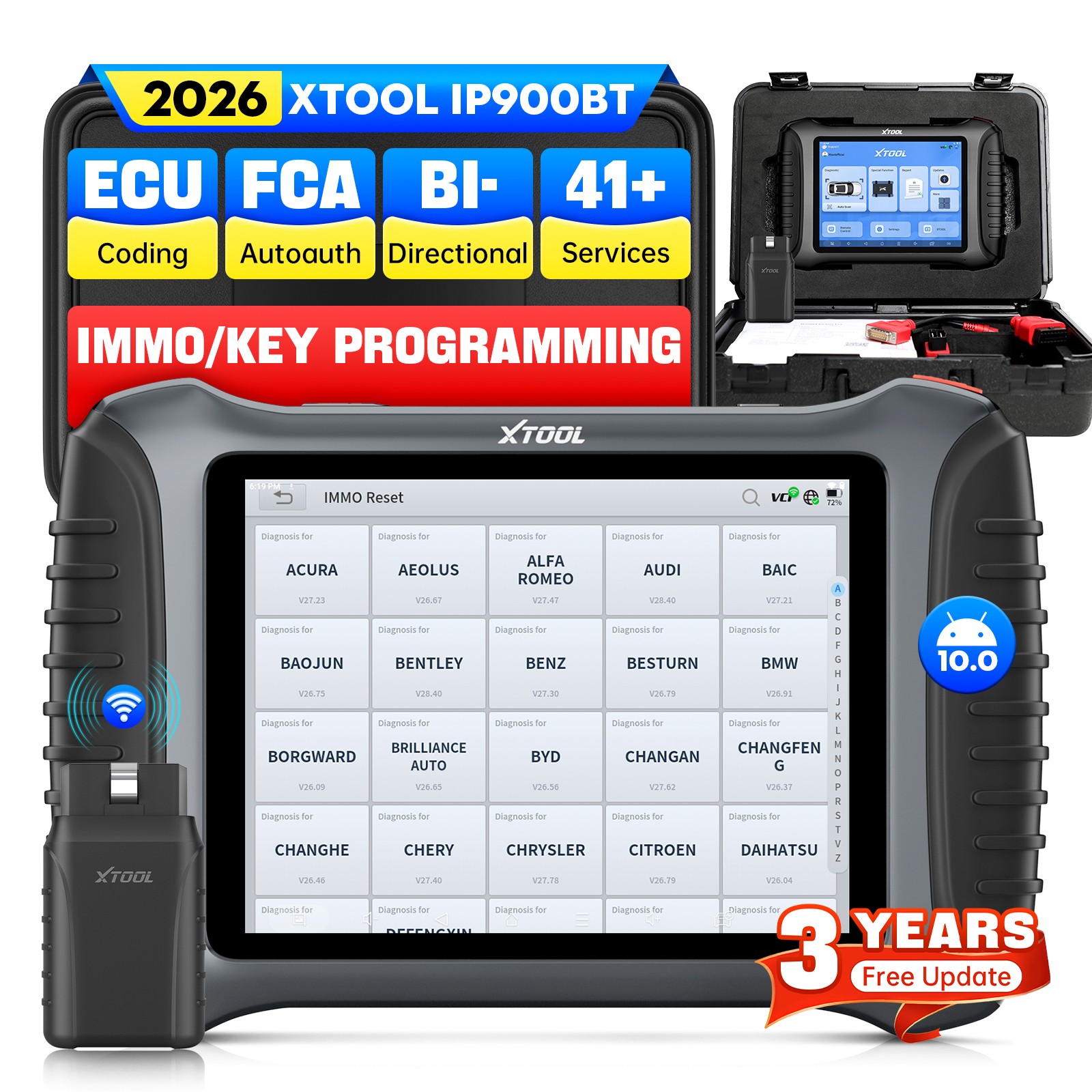 2026 XTOOL IP900BT OBD2 Scanner Bidirectional Diagnostic ECU Coding PMI Function